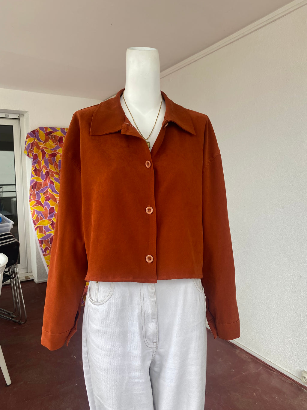 Cropped Jacket • T. 36 à 42 • Surchemise veste courte orange foncé
