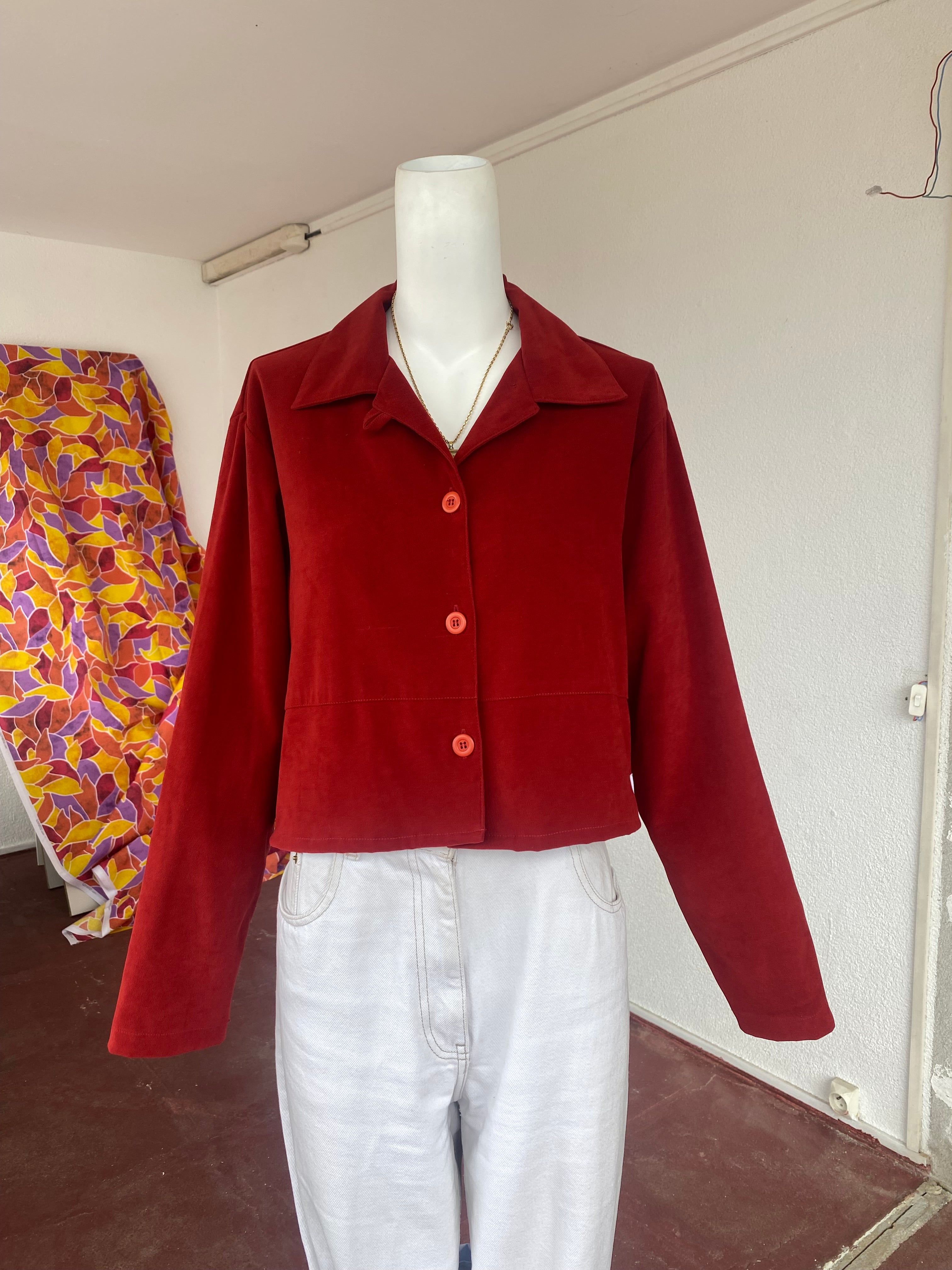 Cropped Jacket • T. 36 à 42 • Surchemise veste courte rouge foncé