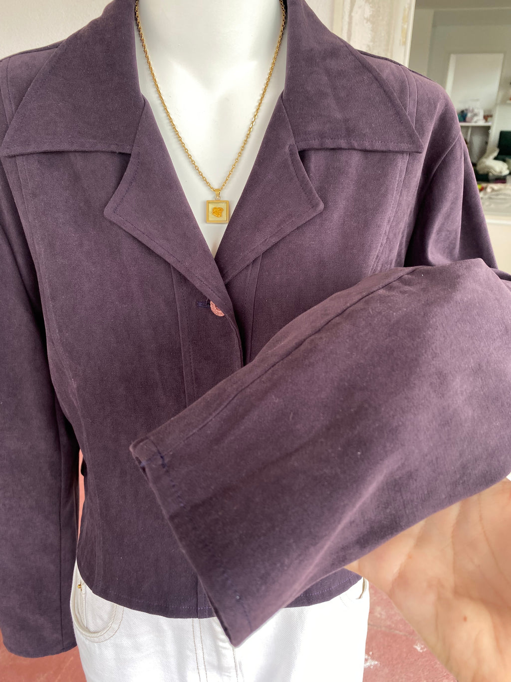 Cropped Jacket • T. 34 à 38 • Surchemise veste courte violet/prune