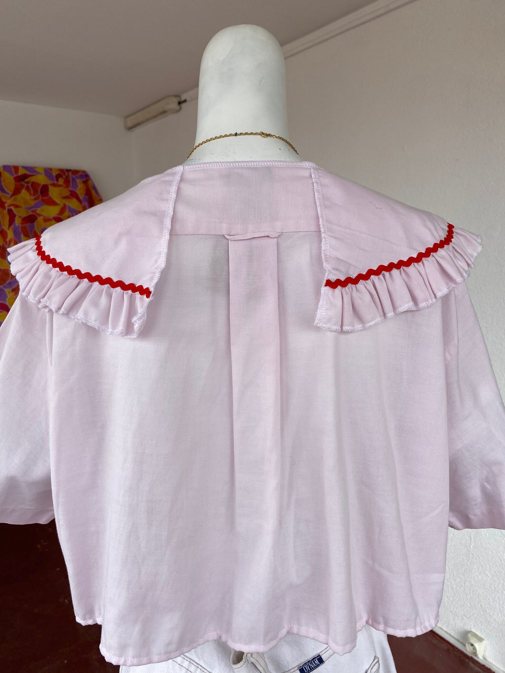 Sweaties • T.40 à 46 • Chemise upcyclée grand col rose pastel