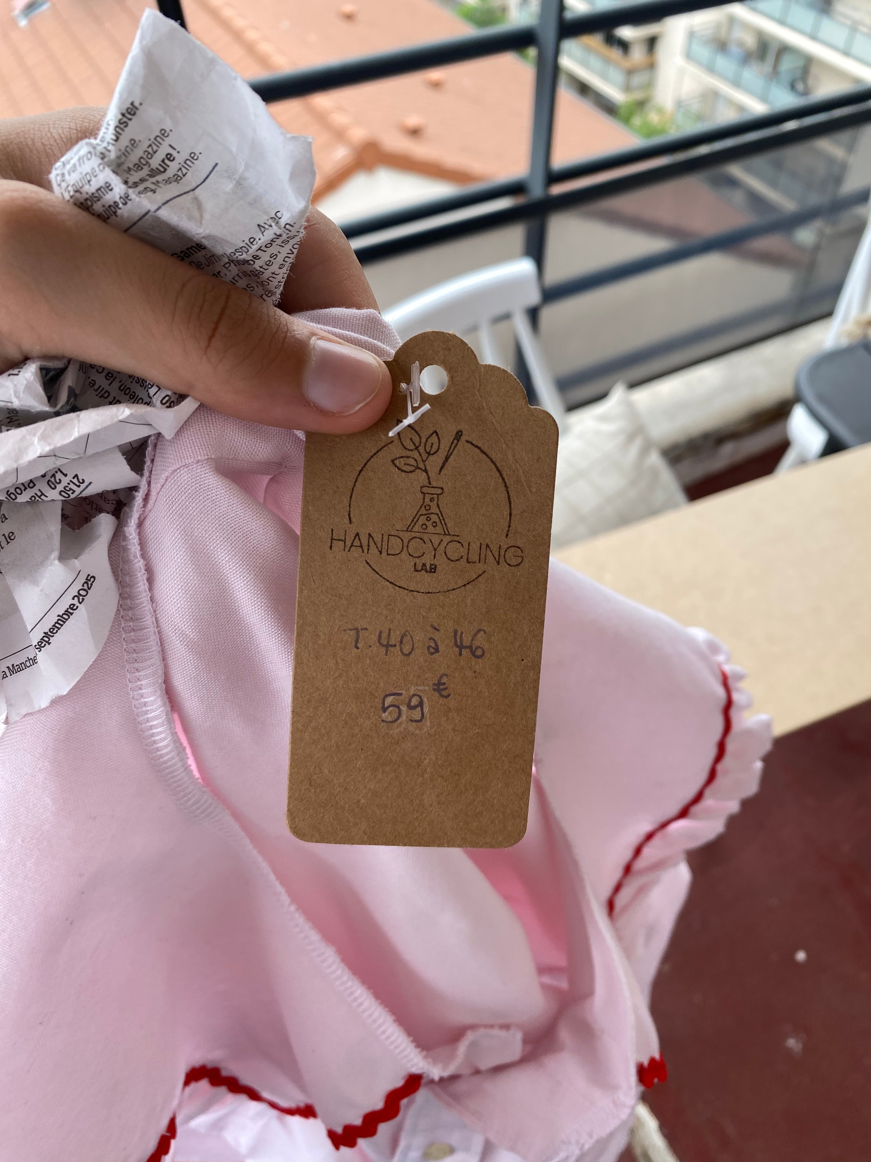 Sweaties • T.40 à 46 • Chemise upcyclée grand col rose pastel
