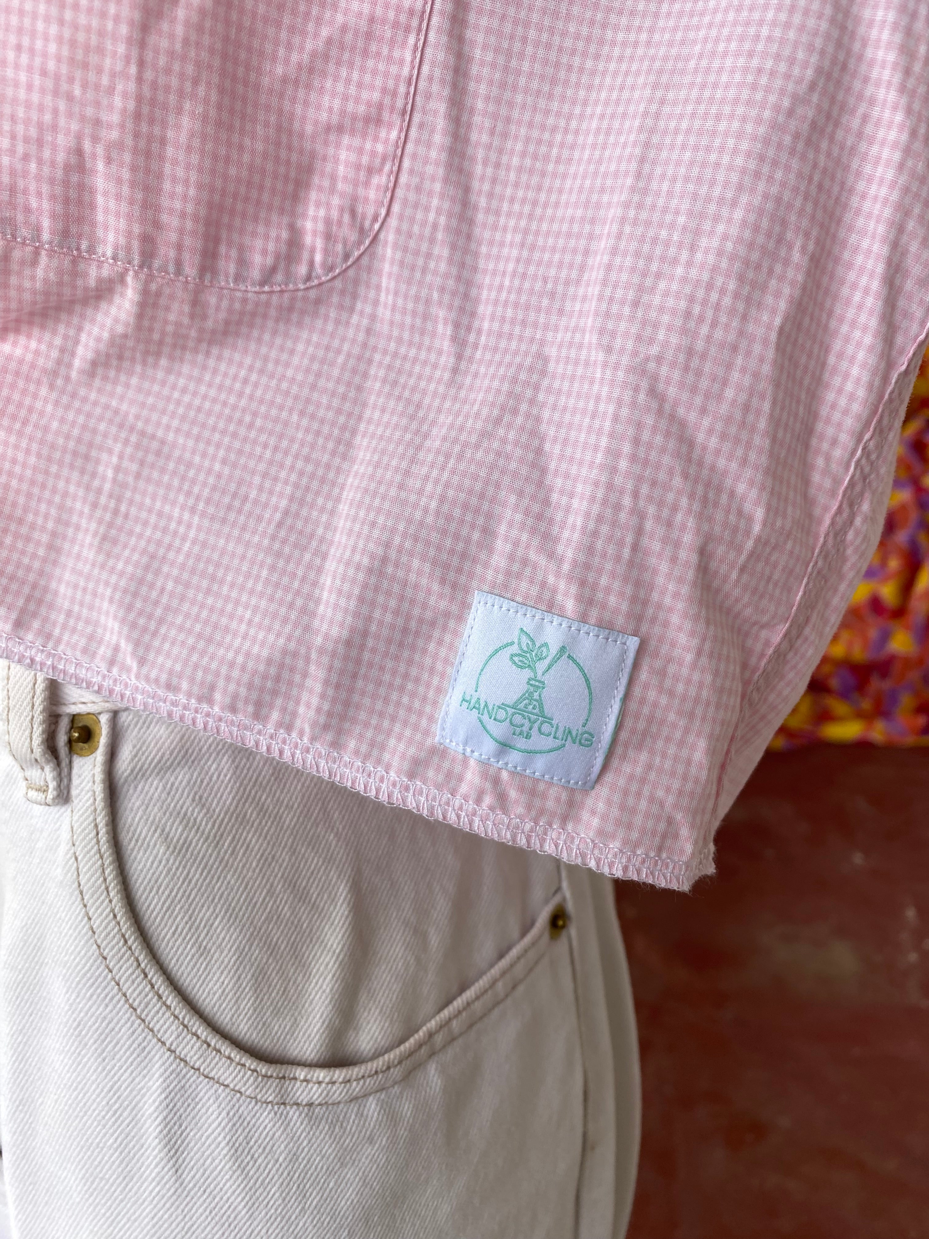 .Sweaties • T.38 à 42 • Chemise upcyclée grand col vichy rose