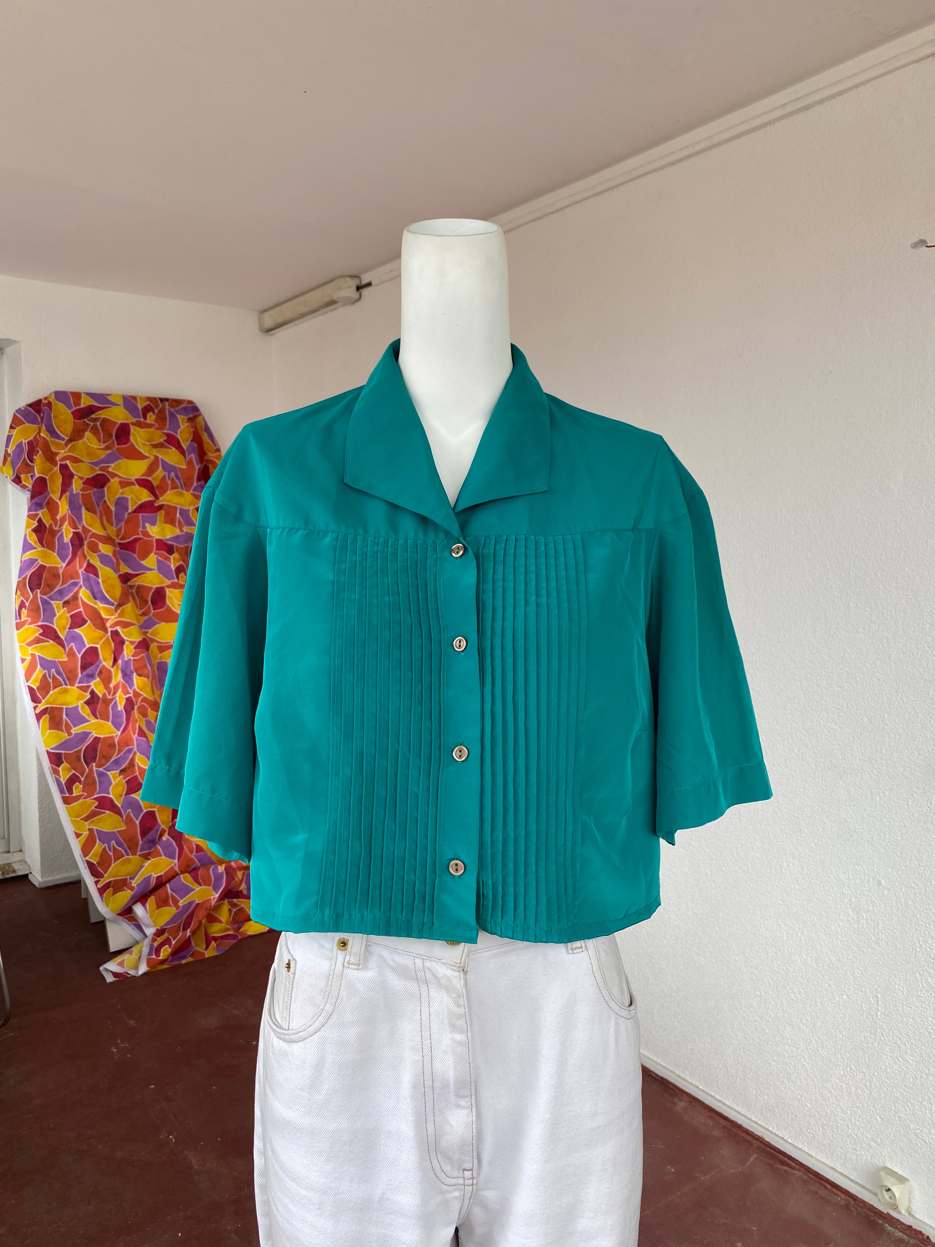 .Cropped • T. 36  à 42 • Chemise crop top vert émeraude