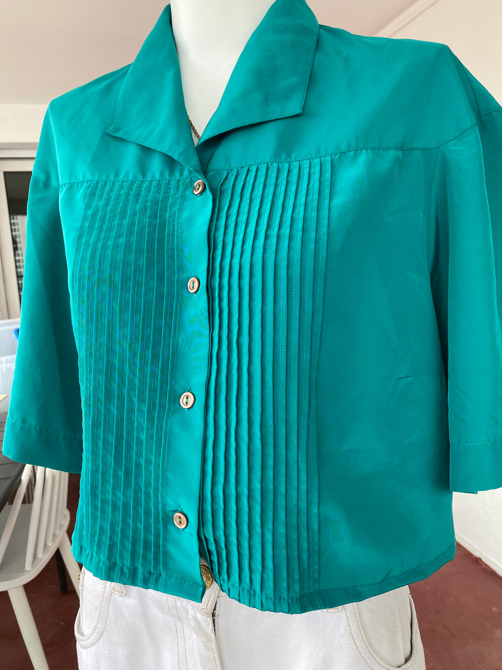 .Cropped • T. 36  à 42 • Chemise crop top vert émeraude