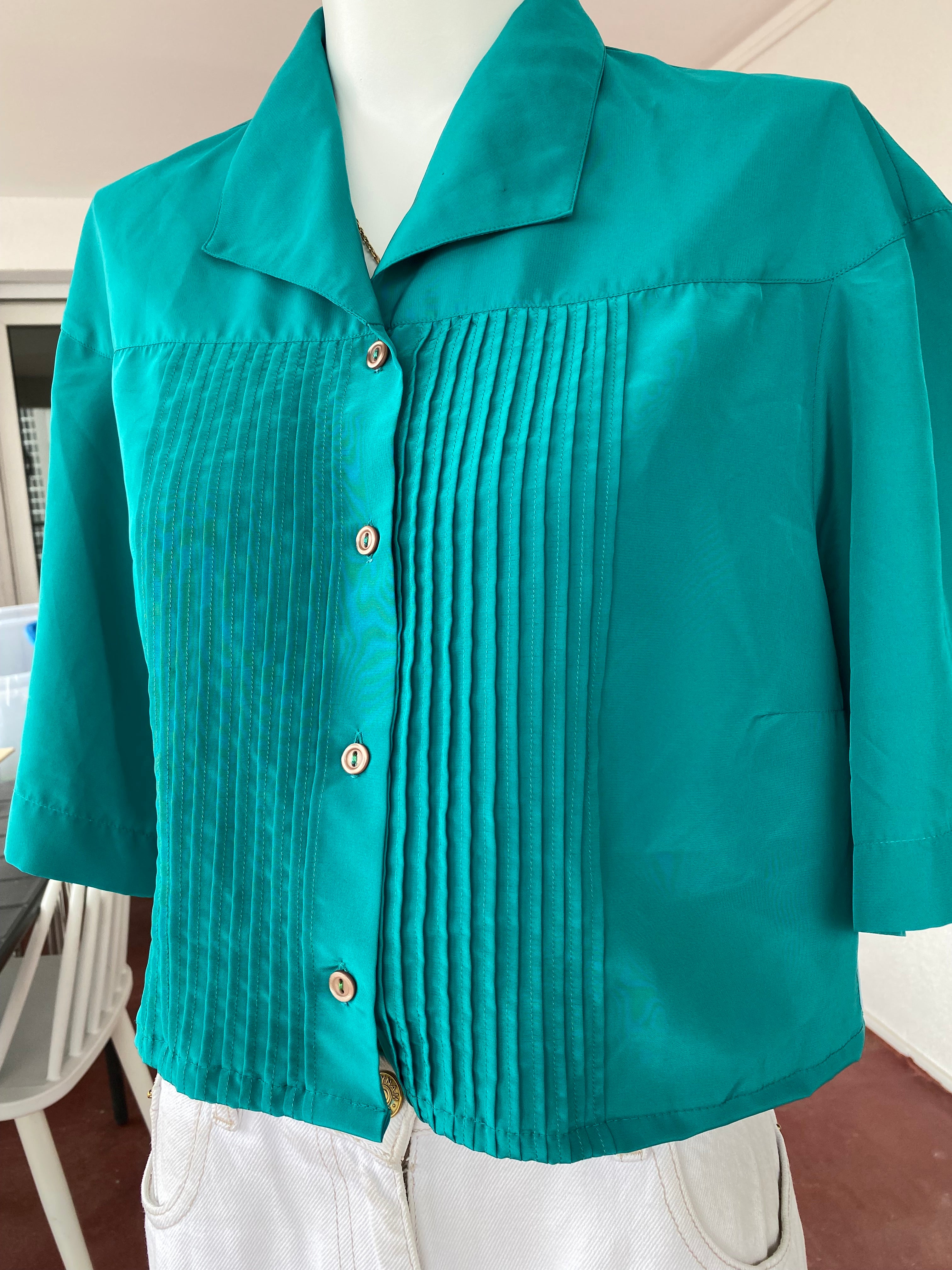 .Cropped • T. 36  à 42 • Chemise crop top vert émeraude