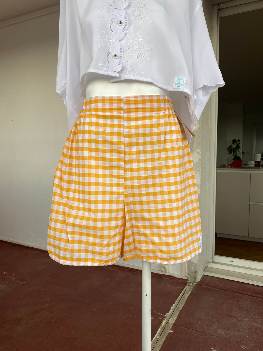 Short • Taille XS/S et M • Short vichy abricot