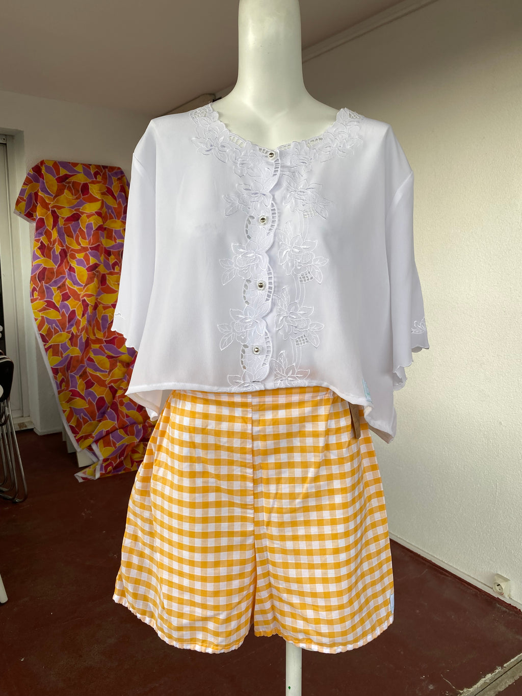 Short • Taille XS/S et M • Short vichy abricot