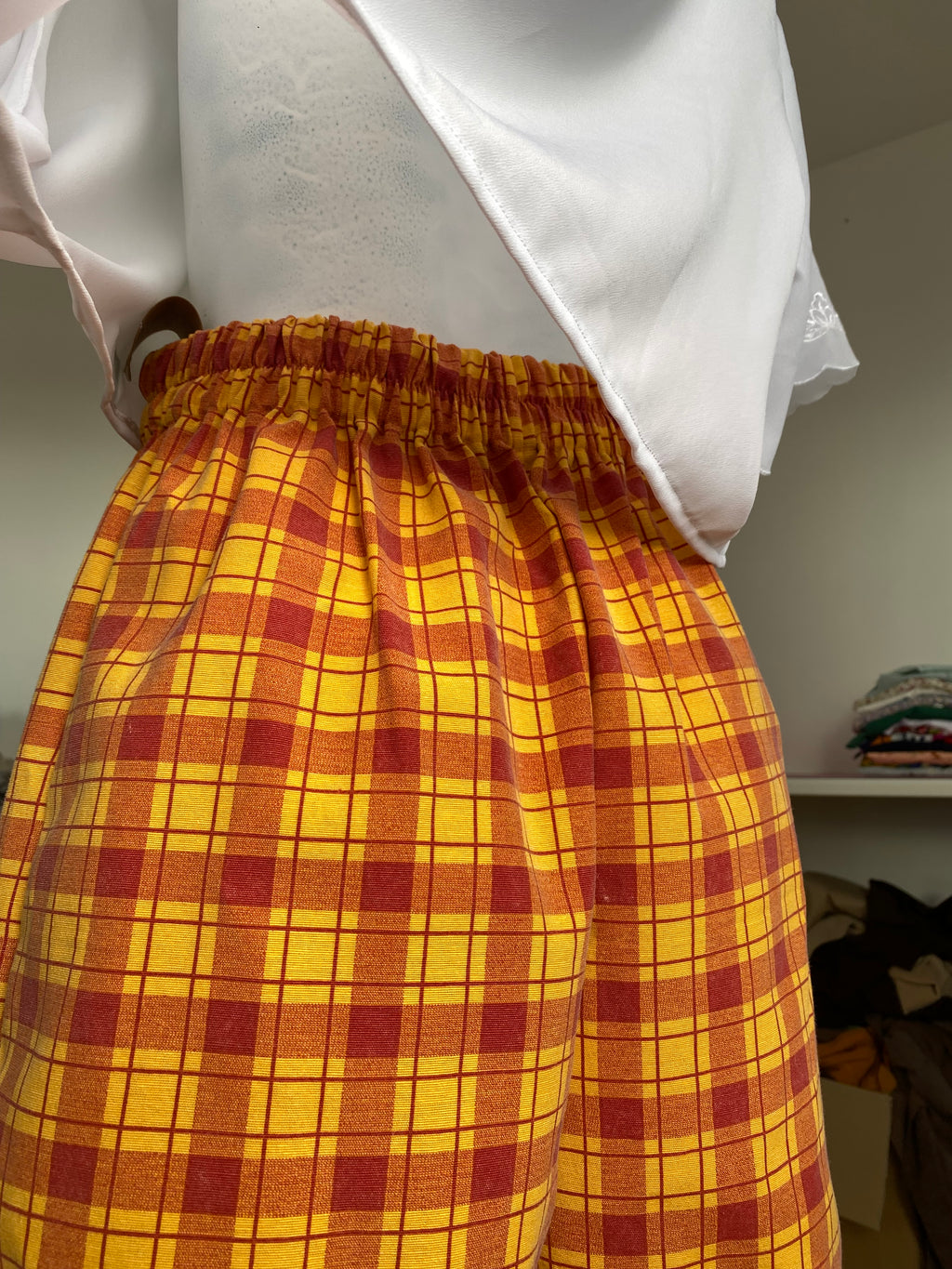 Short • Taille XS/S • Short upcyclé à carreaux orange