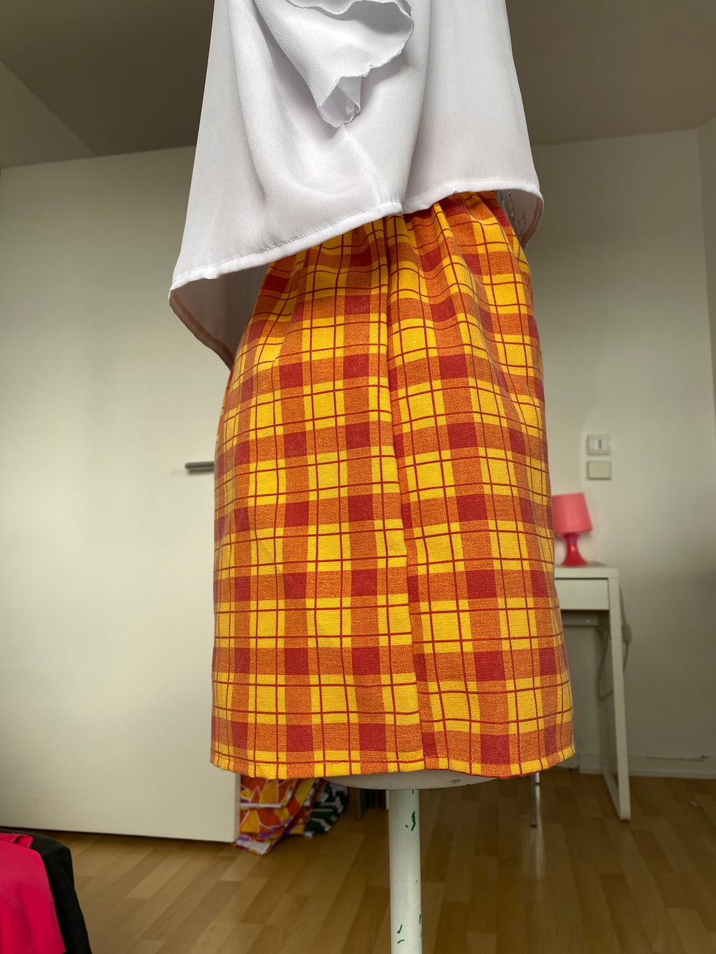 Short • Taille XS/S • Short upcyclé à carreaux orange