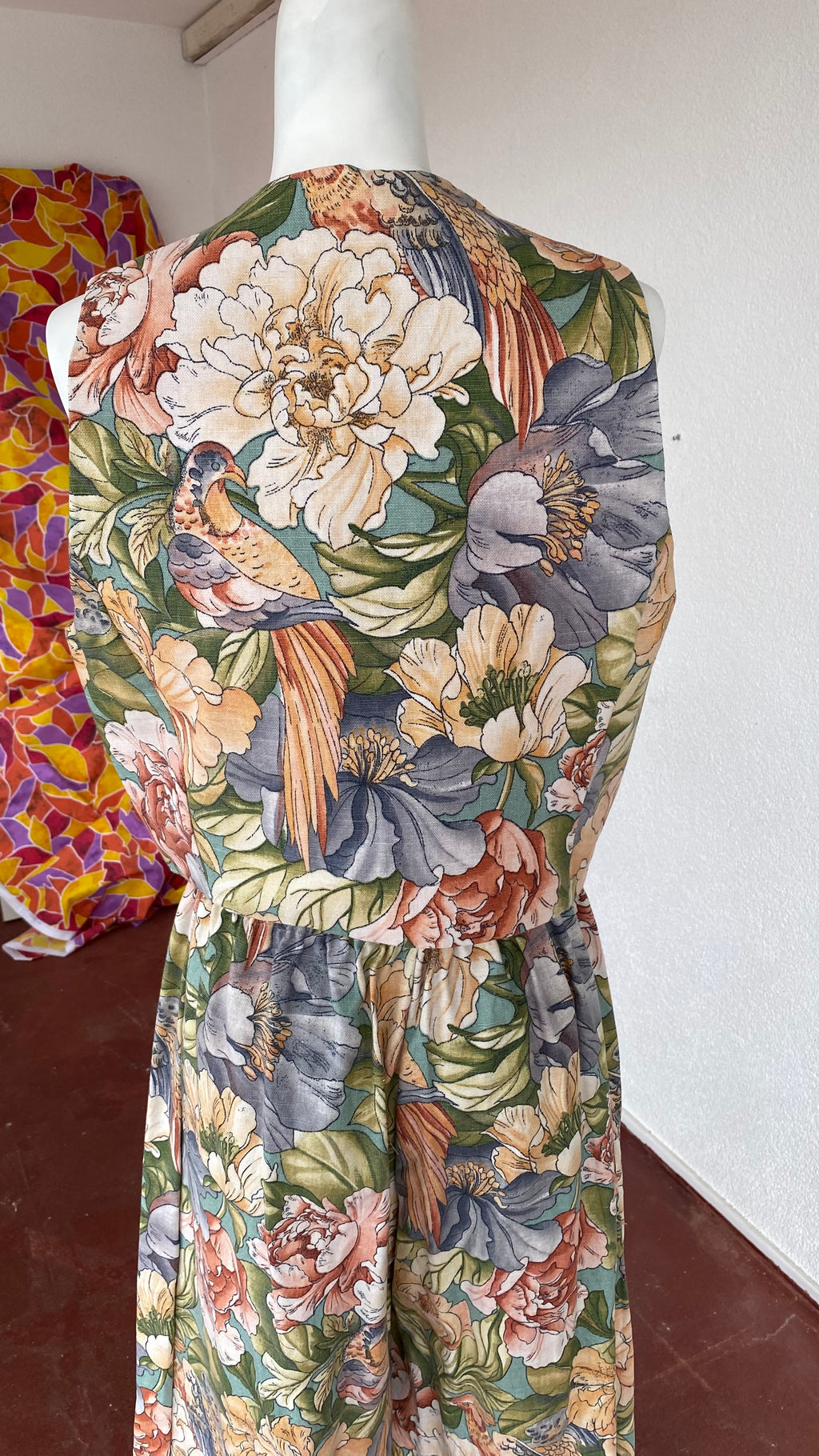 Veston • Taille unique • Veston upcyclé motifs floraux et oiseaux