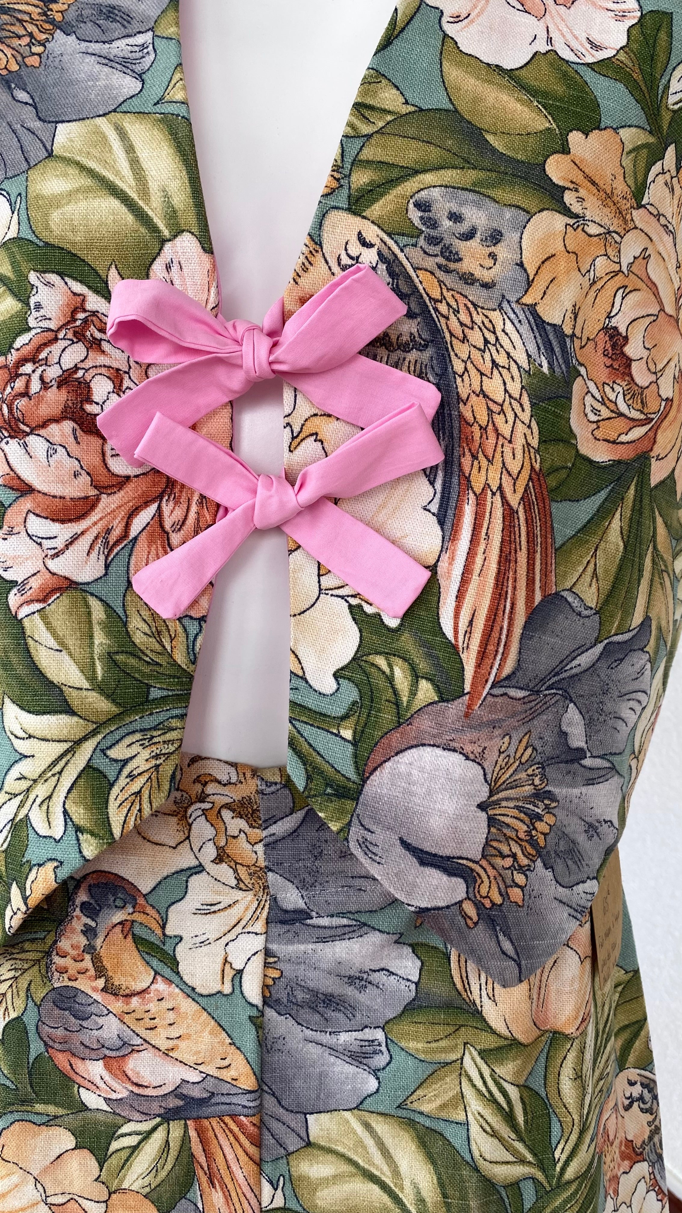 Veston • Taille unique • Veston upcyclé motifs floraux et oiseaux