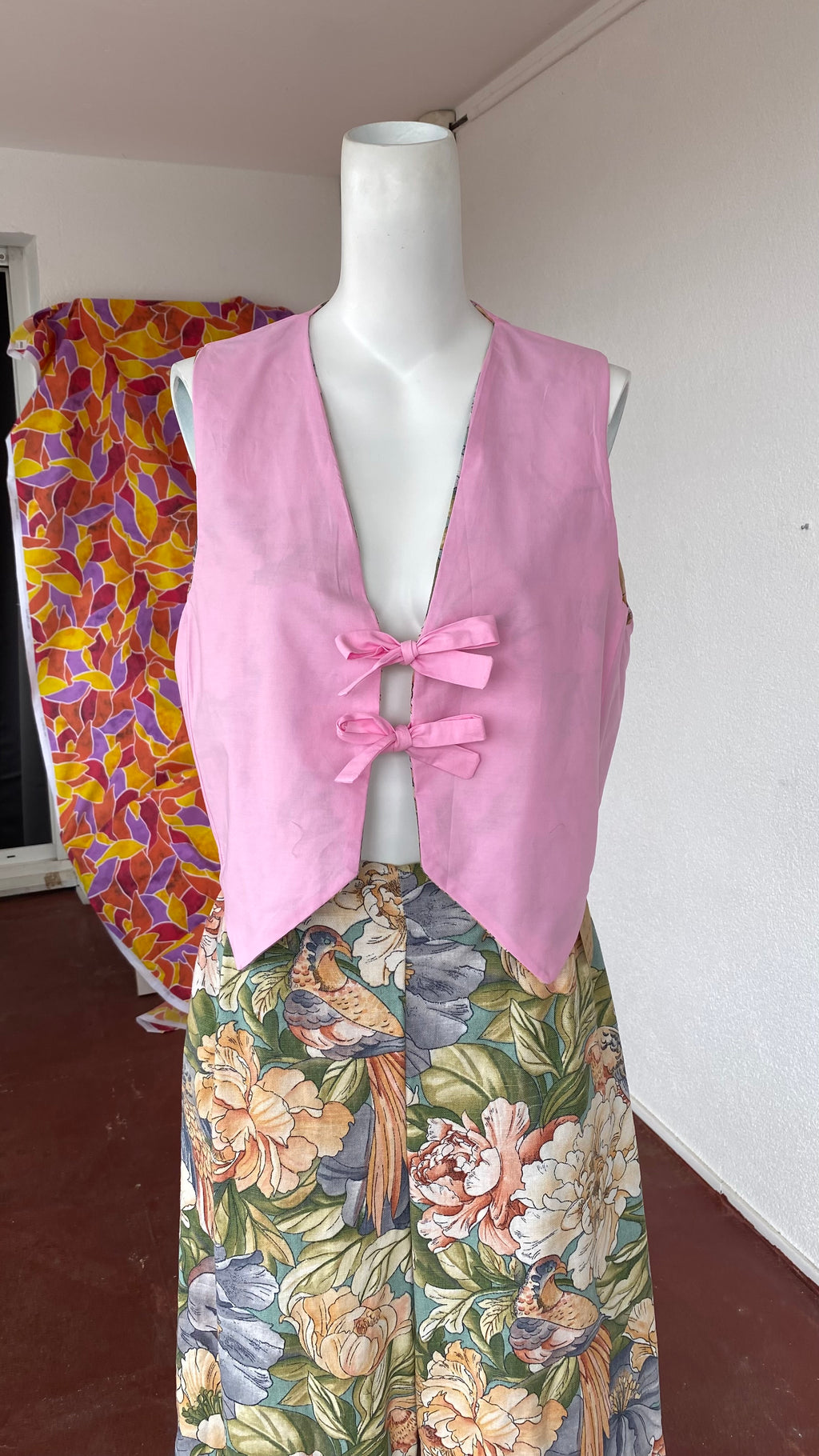 Veston • Taille unique • Veston upcyclé motifs floraux et oiseaux