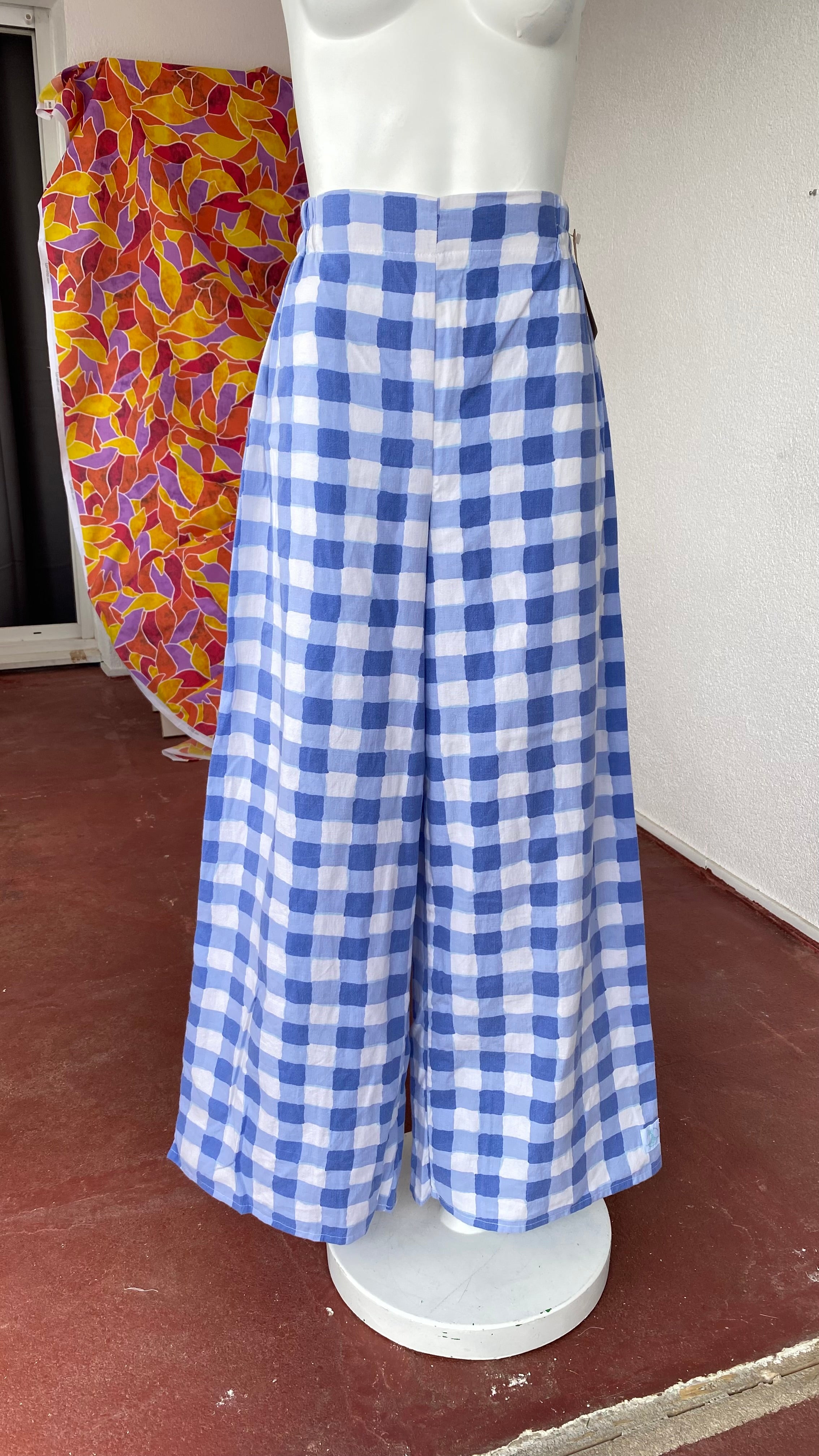 Pants • Taille M • Pantalon upcyclé gros carreaux bleu
