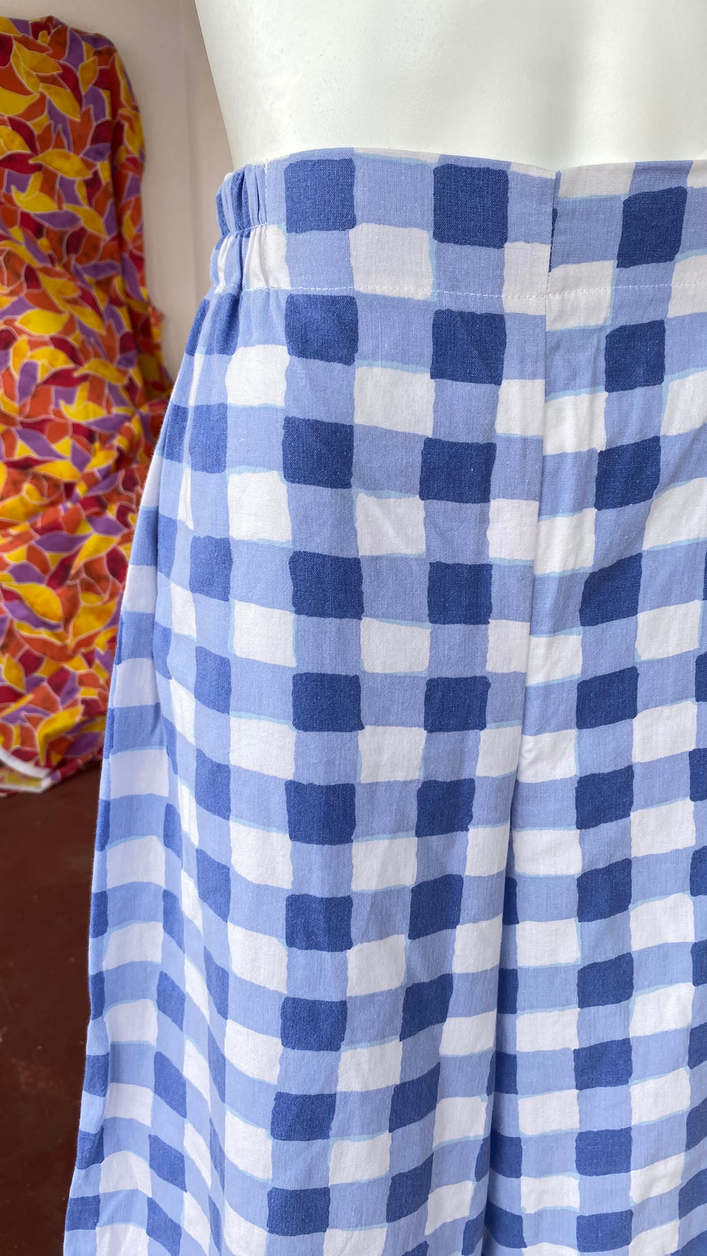 Pants • Taille M • Pantalon upcyclé gros carreaux bleu