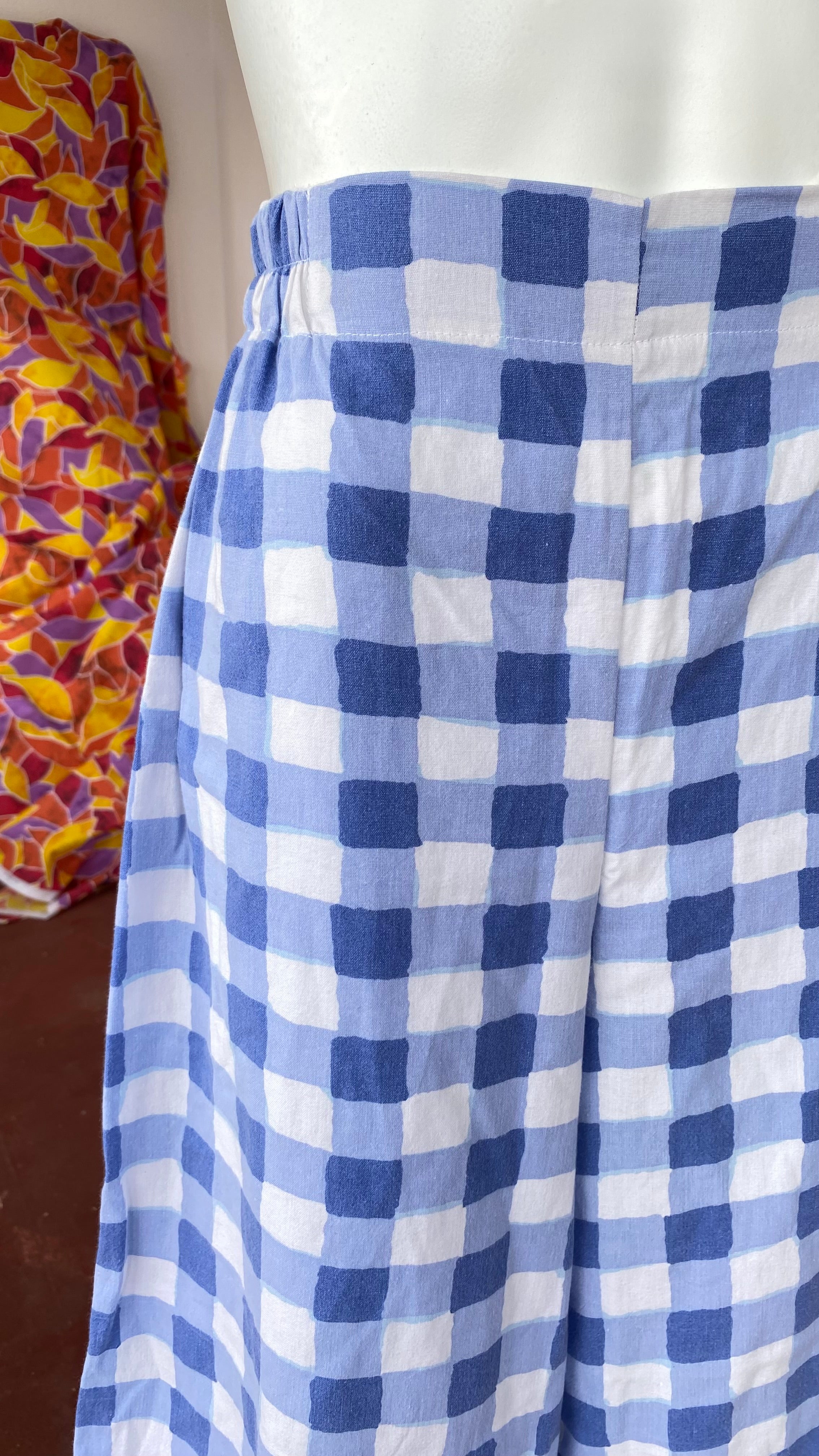 Pants • Taille M • Pantalon upcyclé gros carreaux bleu