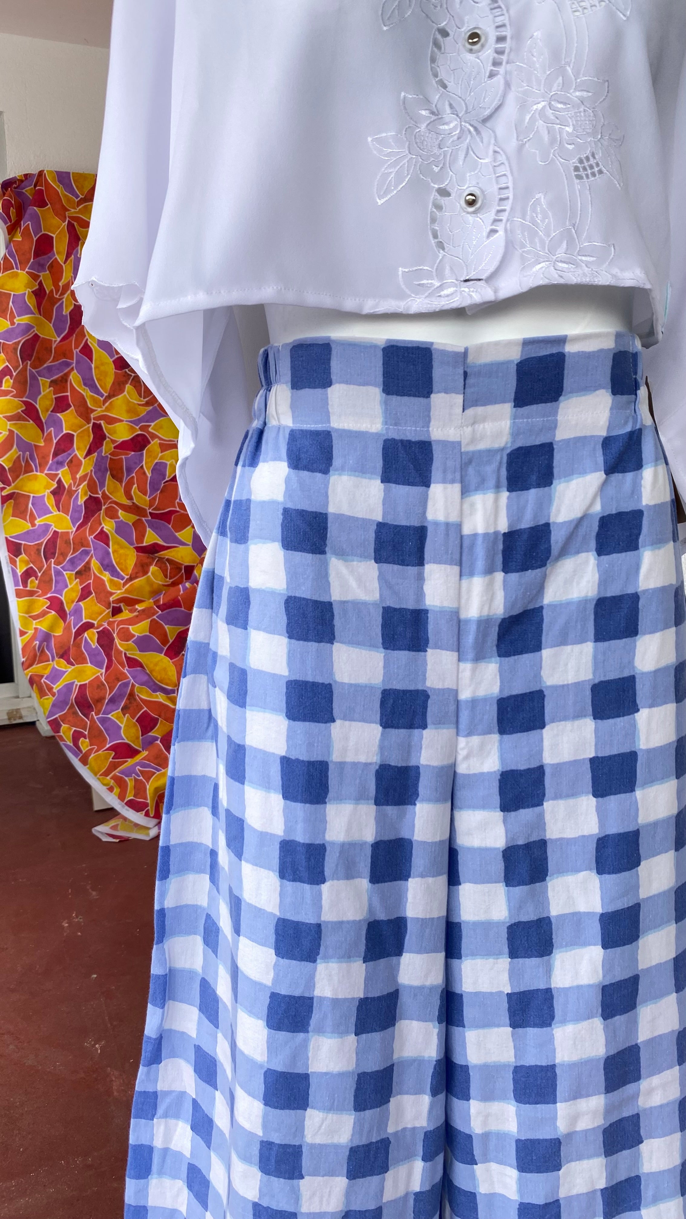 Pants • Taille M • Pantalon upcyclé gros carreaux bleu