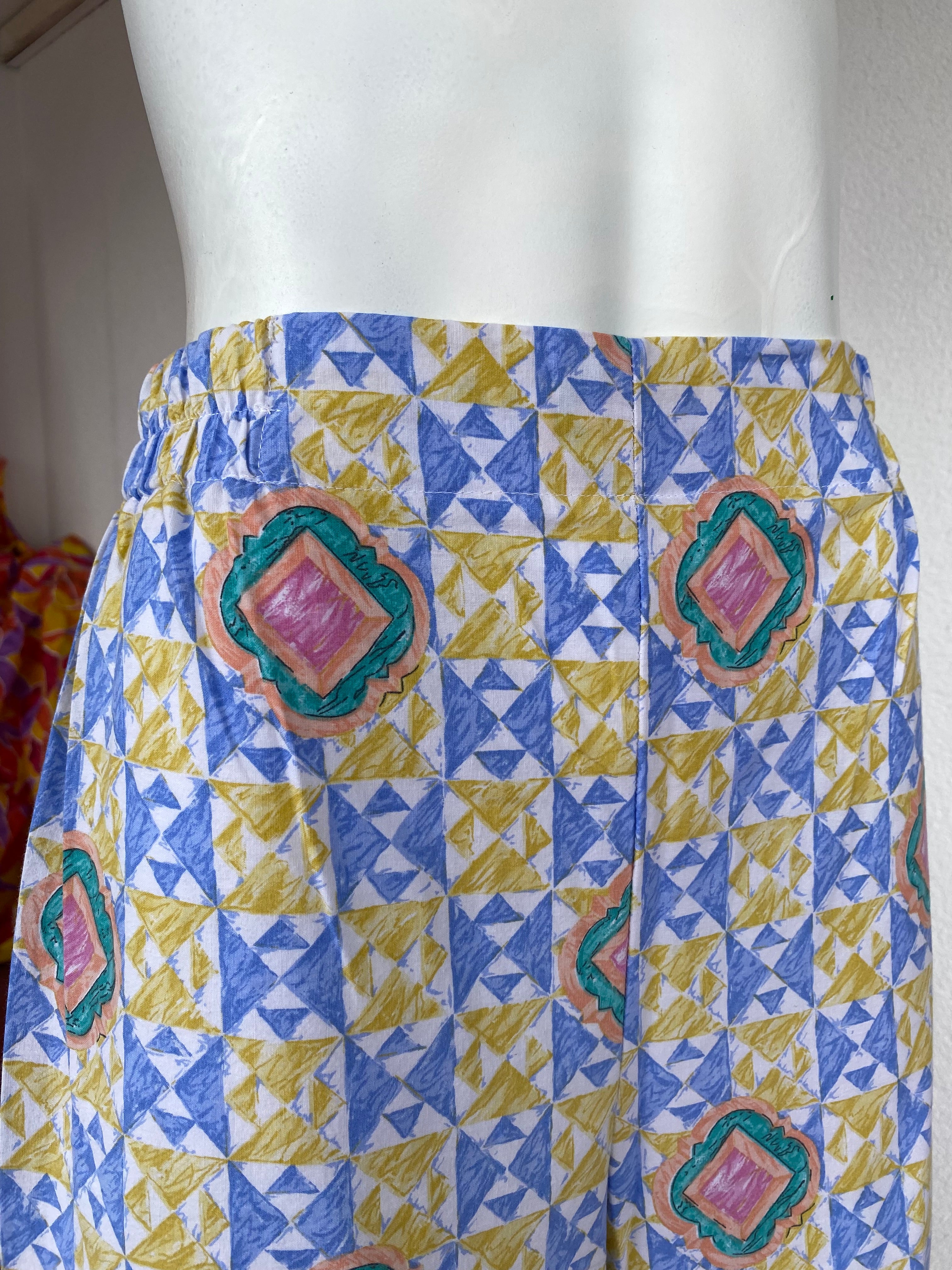 Pants • Taille XS/S et M • Pantalon upcyclé motifs losanges bleu jaune