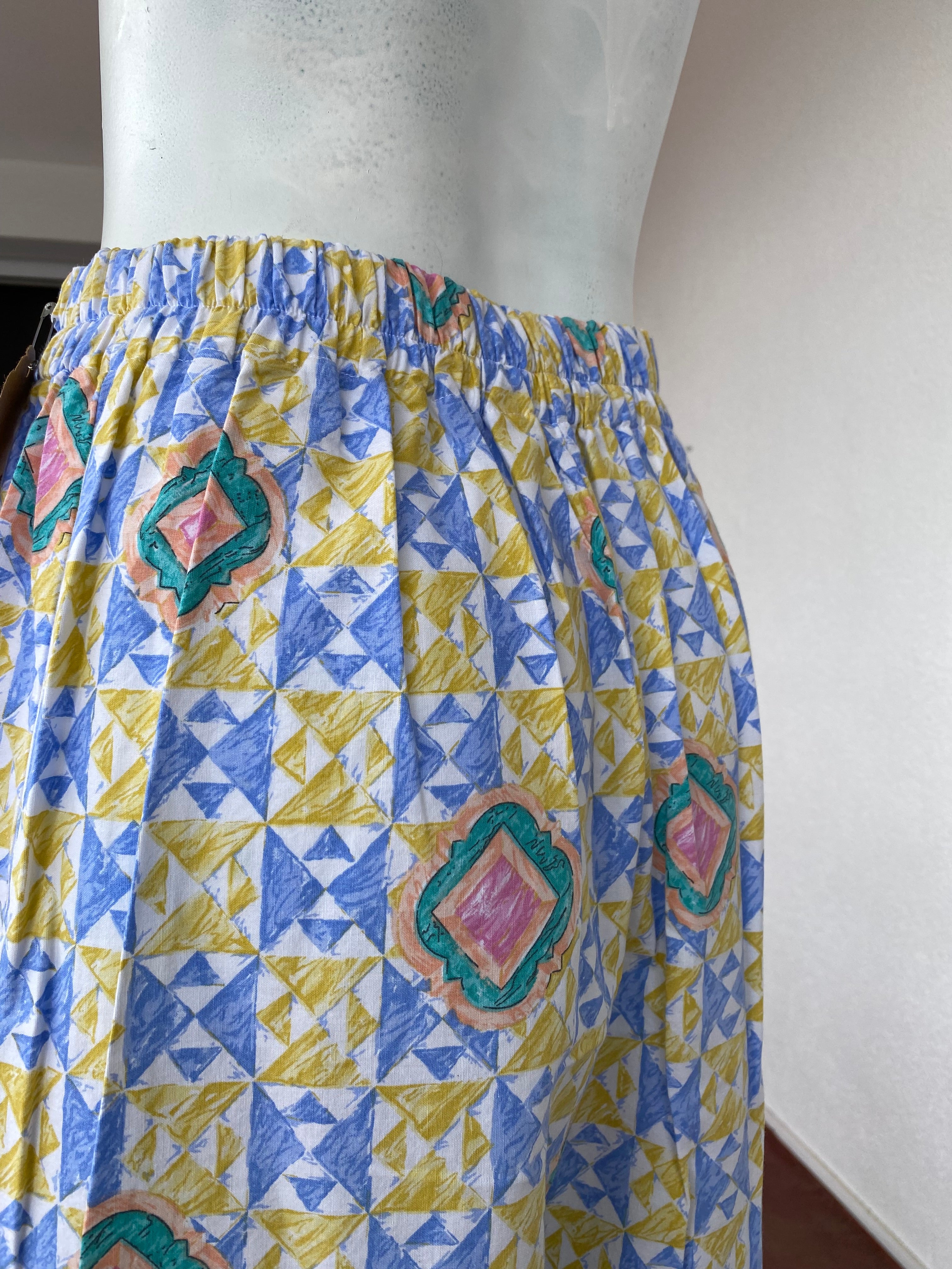 Pants • Taille XS/S et M • Pantalon upcyclé motifs losanges bleu jaune