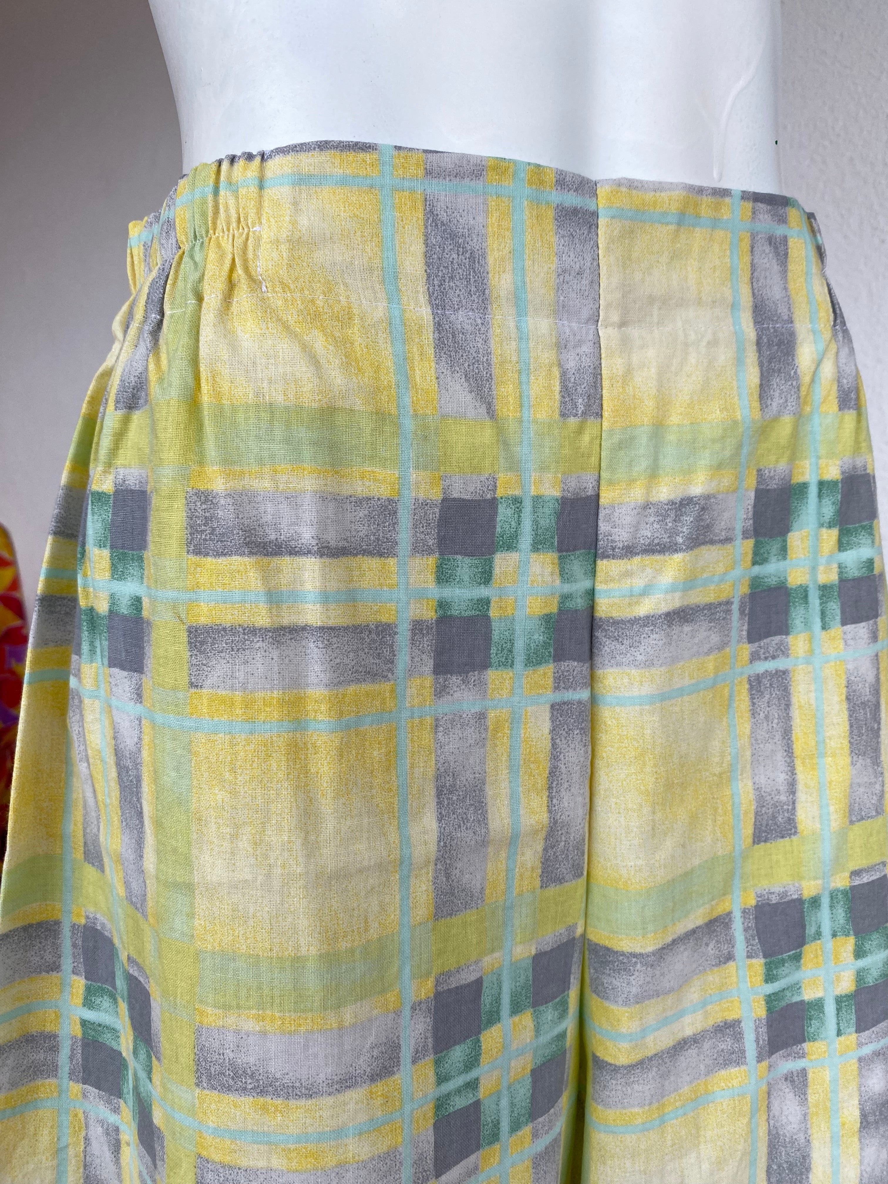 Pants • Taille M • Pantalon upcyclé carreaux jaune tons gris bleu