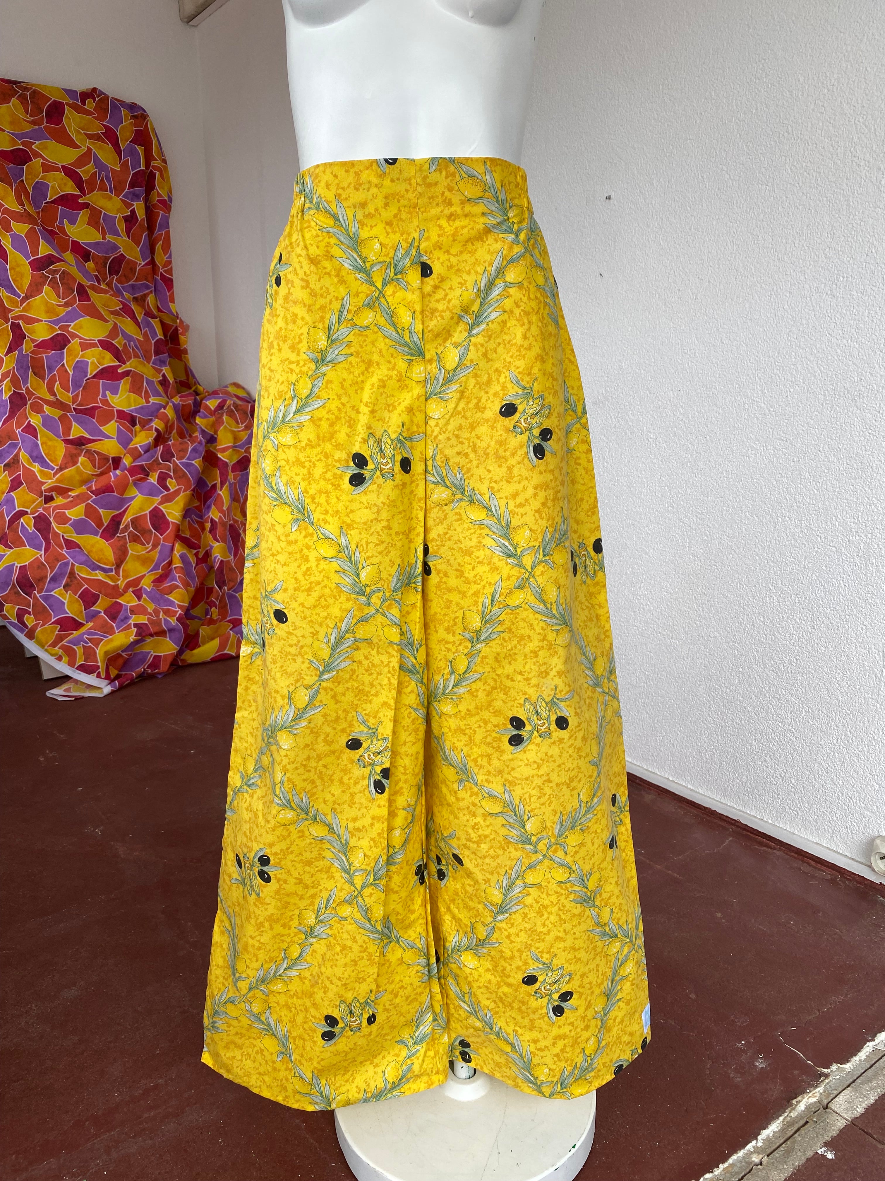 Pants • Taille M • Pantalon upcyclé provençal jaune citrons & cigales