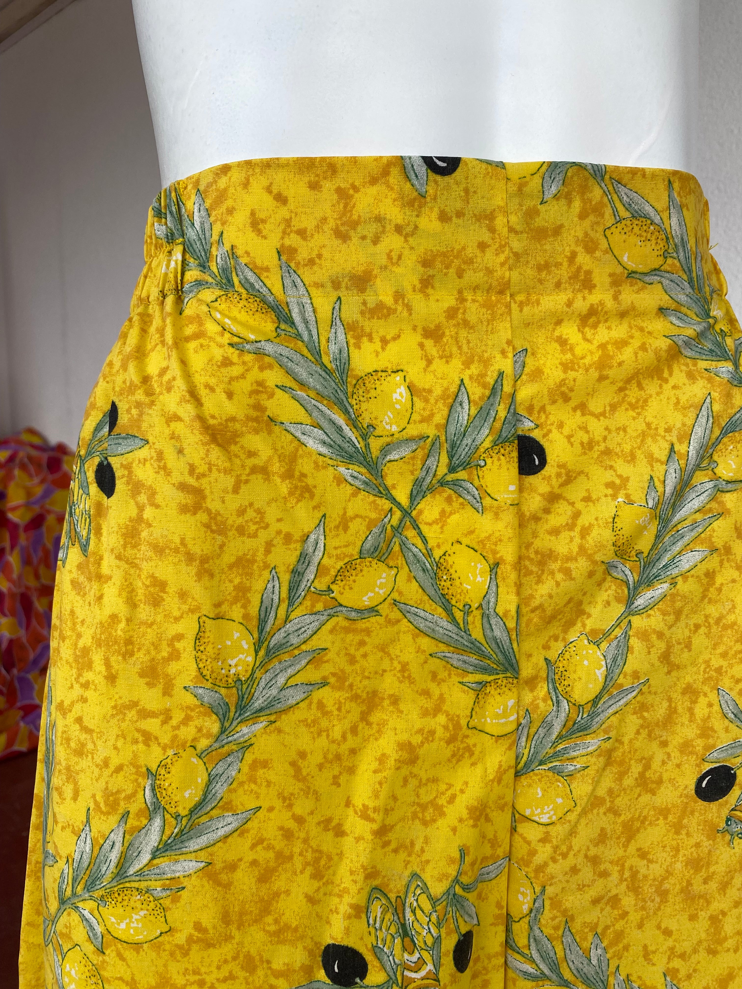 Pants • Taille M • Pantalon upcyclé provençal jaune citrons & cigales