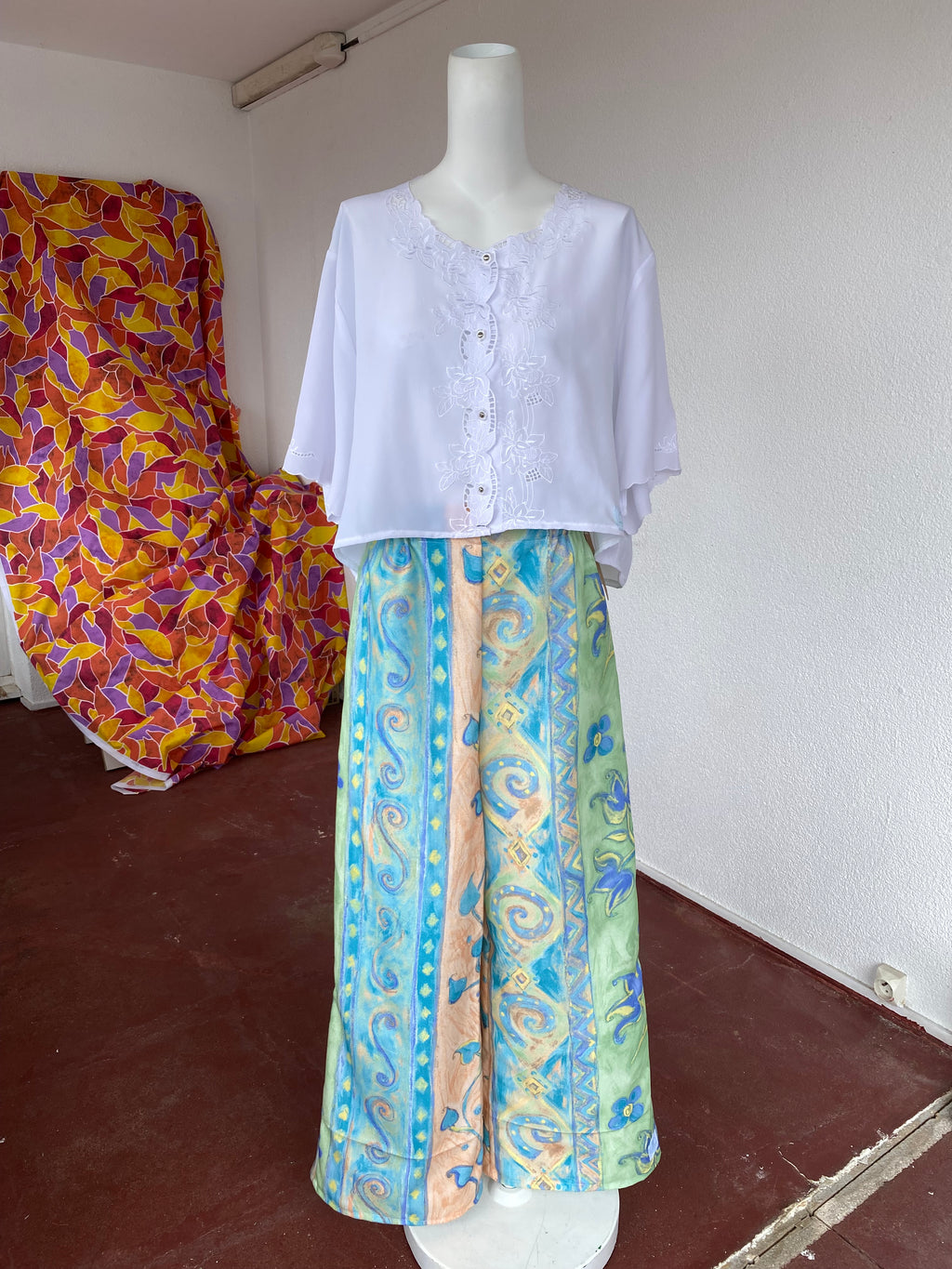 Pants • T.XS/S et L • Pantalon upcyclé à motifs couleurs claires