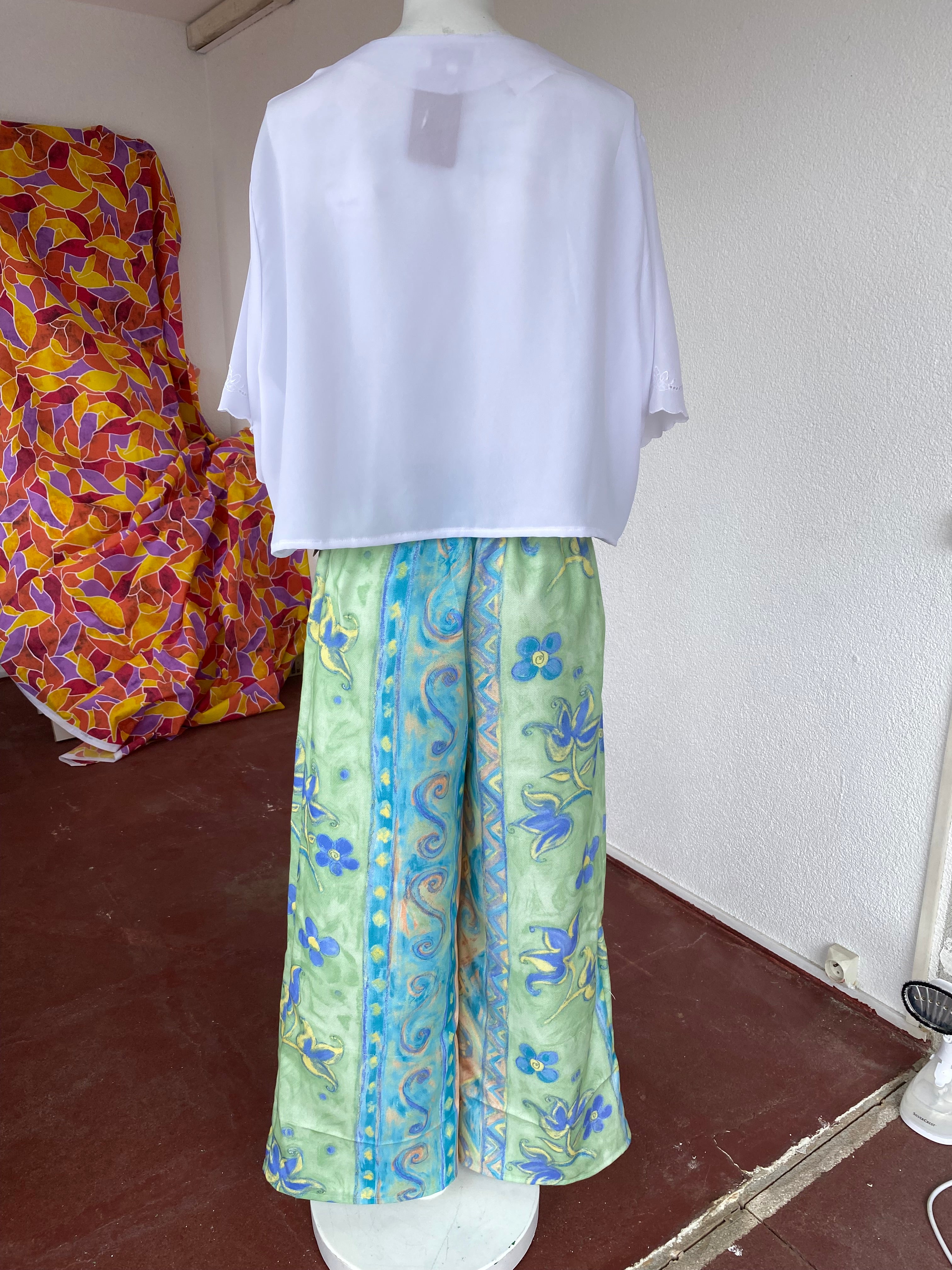 Pants • T.XS/S et L • Pantalon upcyclé à motifs couleurs claires