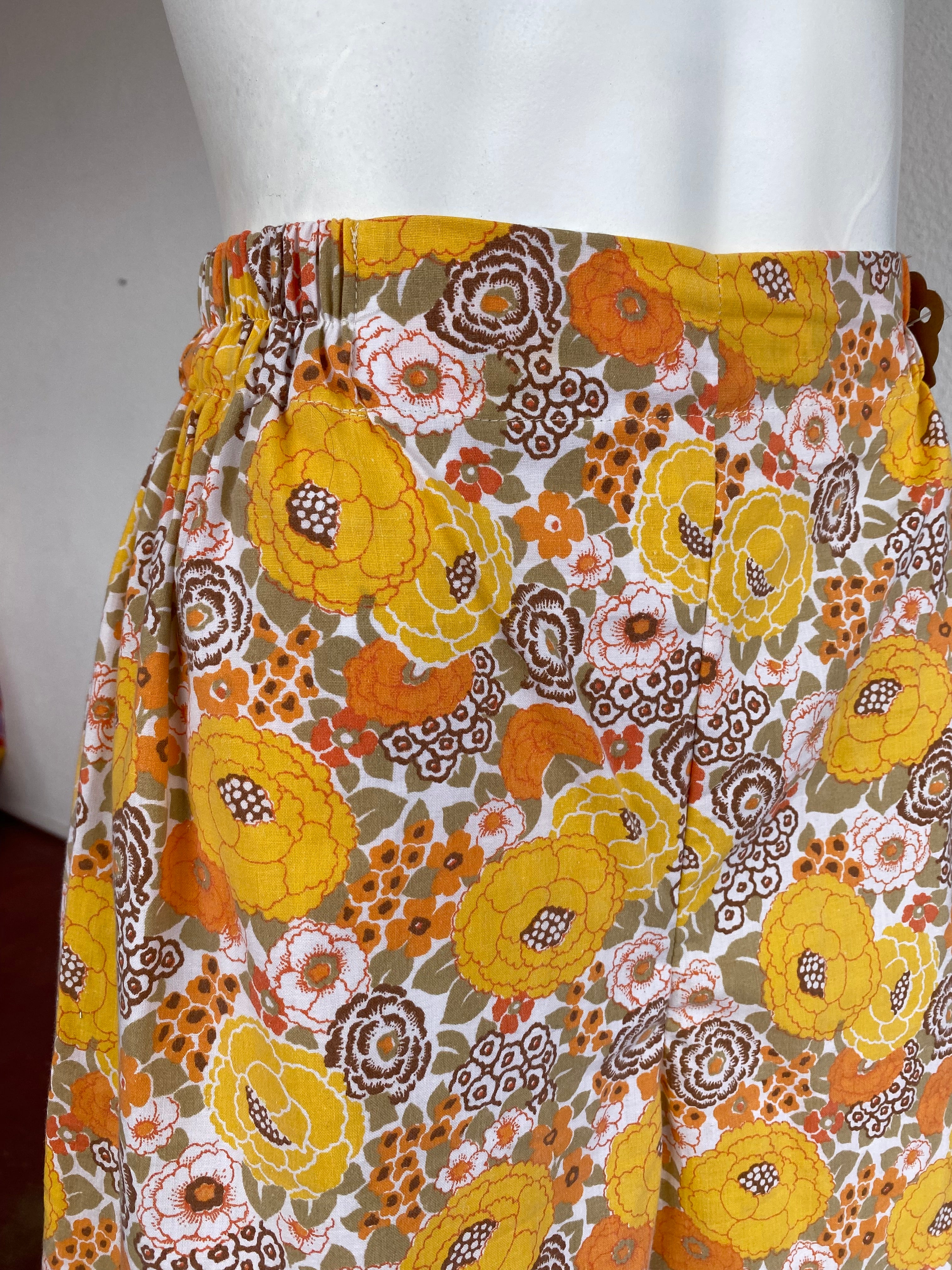Pants • Taille XS/S • Pantalon upcyclé 70s liberty tons orange jaune