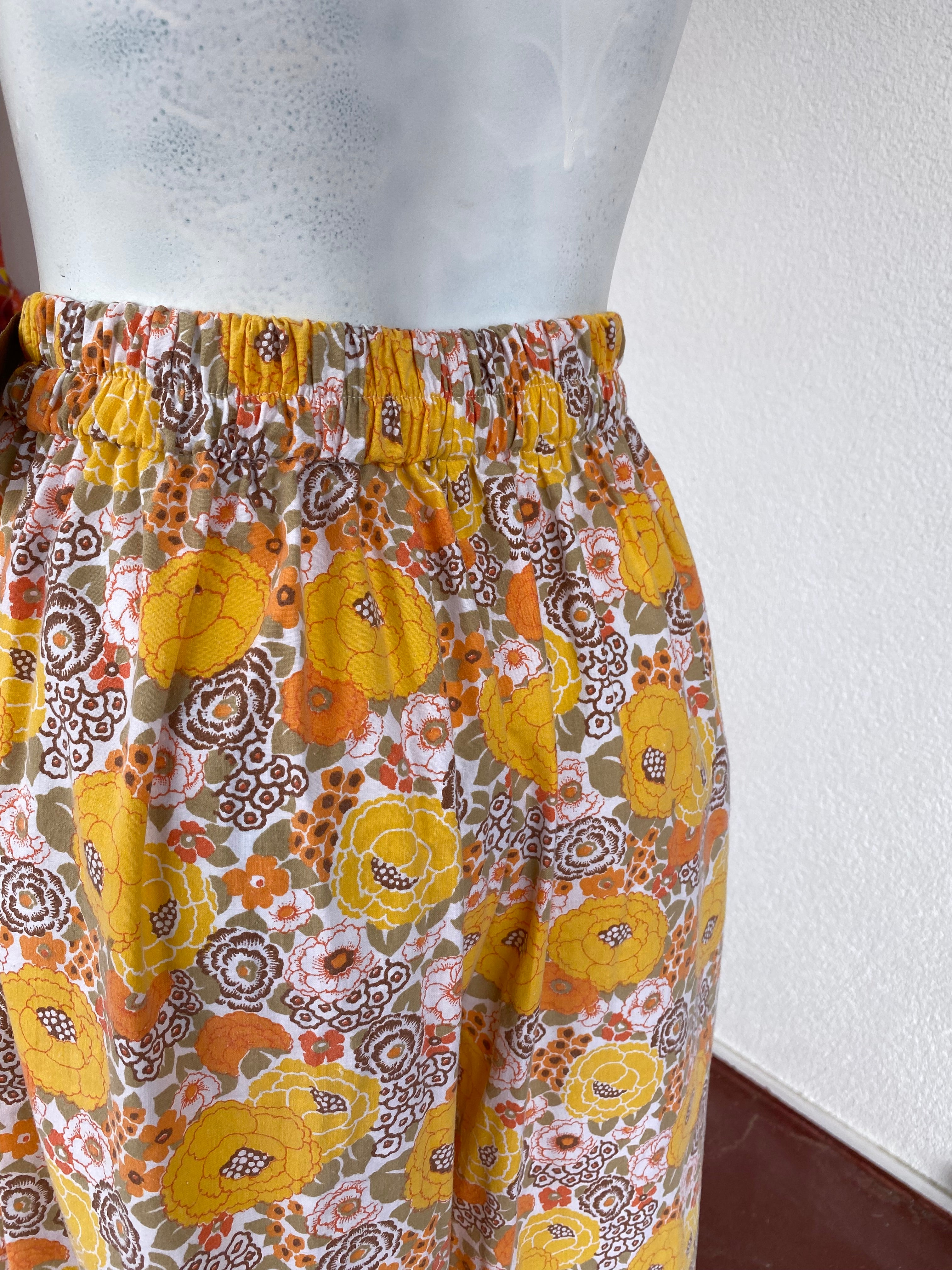 Pants • Taille XS/S • Pantalon upcyclé 70s liberty tons orange jaune