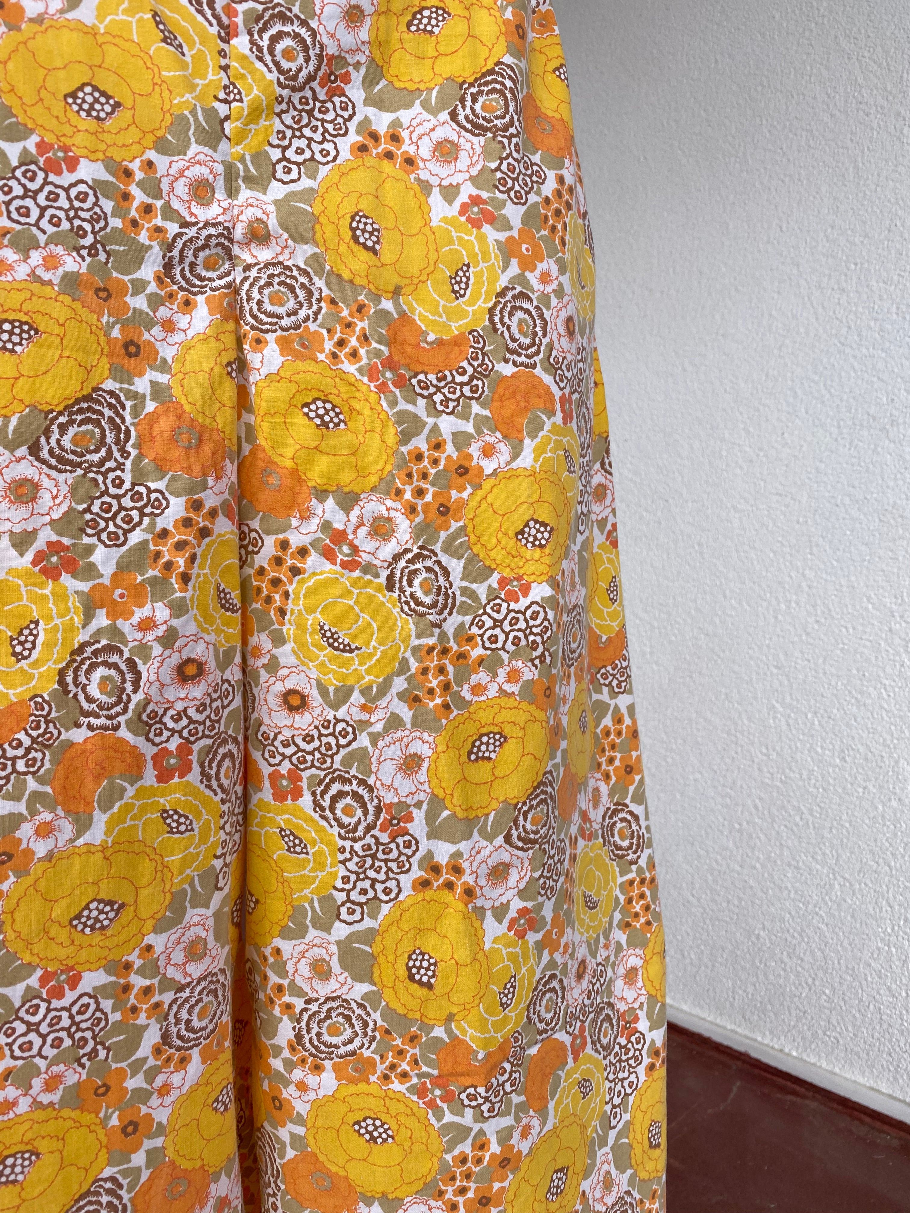 Pants • Taille XS/S • Pantalon upcyclé 70s liberty tons orange jaune