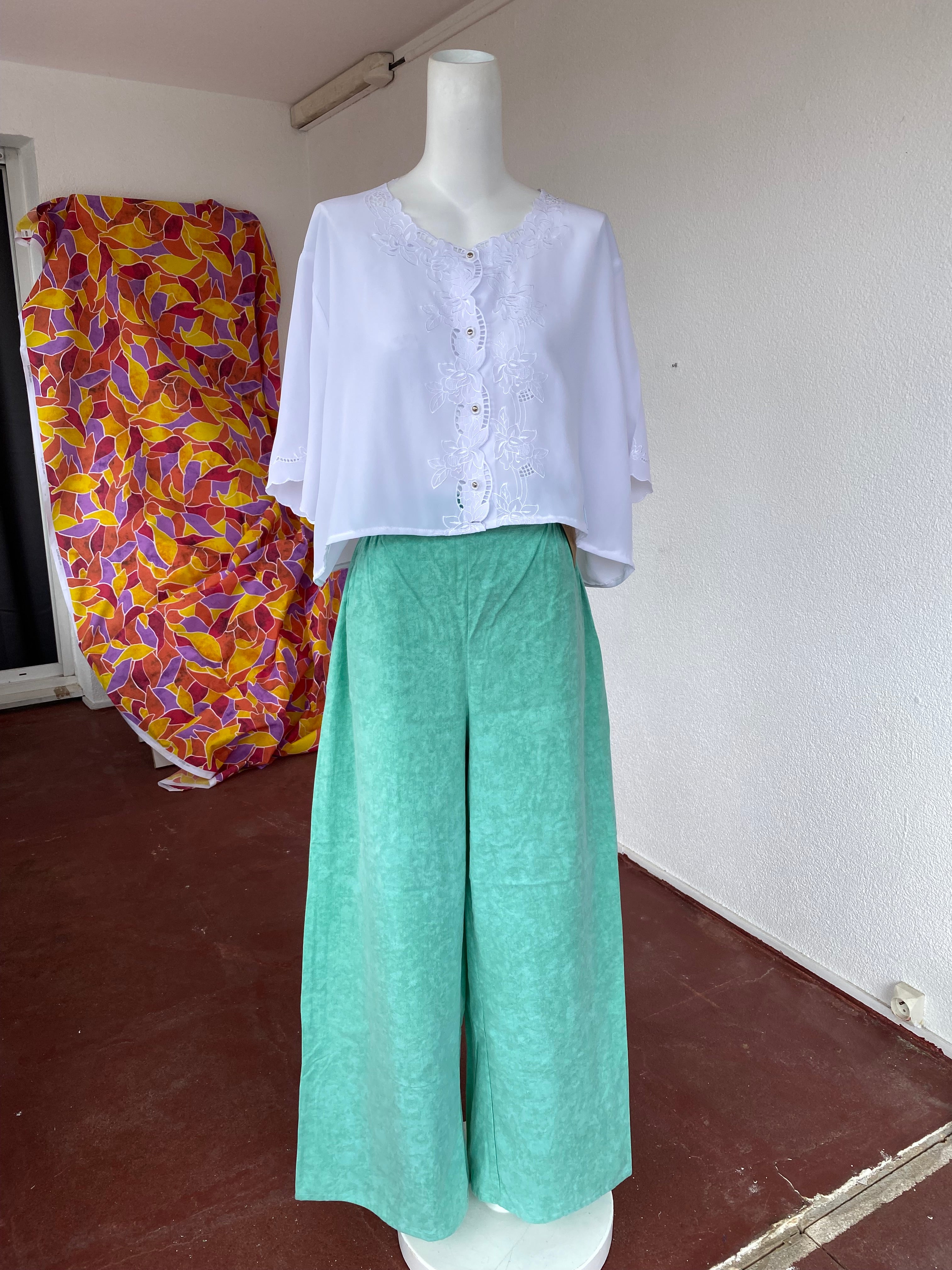 Pants • T. M  • Pantalon upcyclé vert d'eau