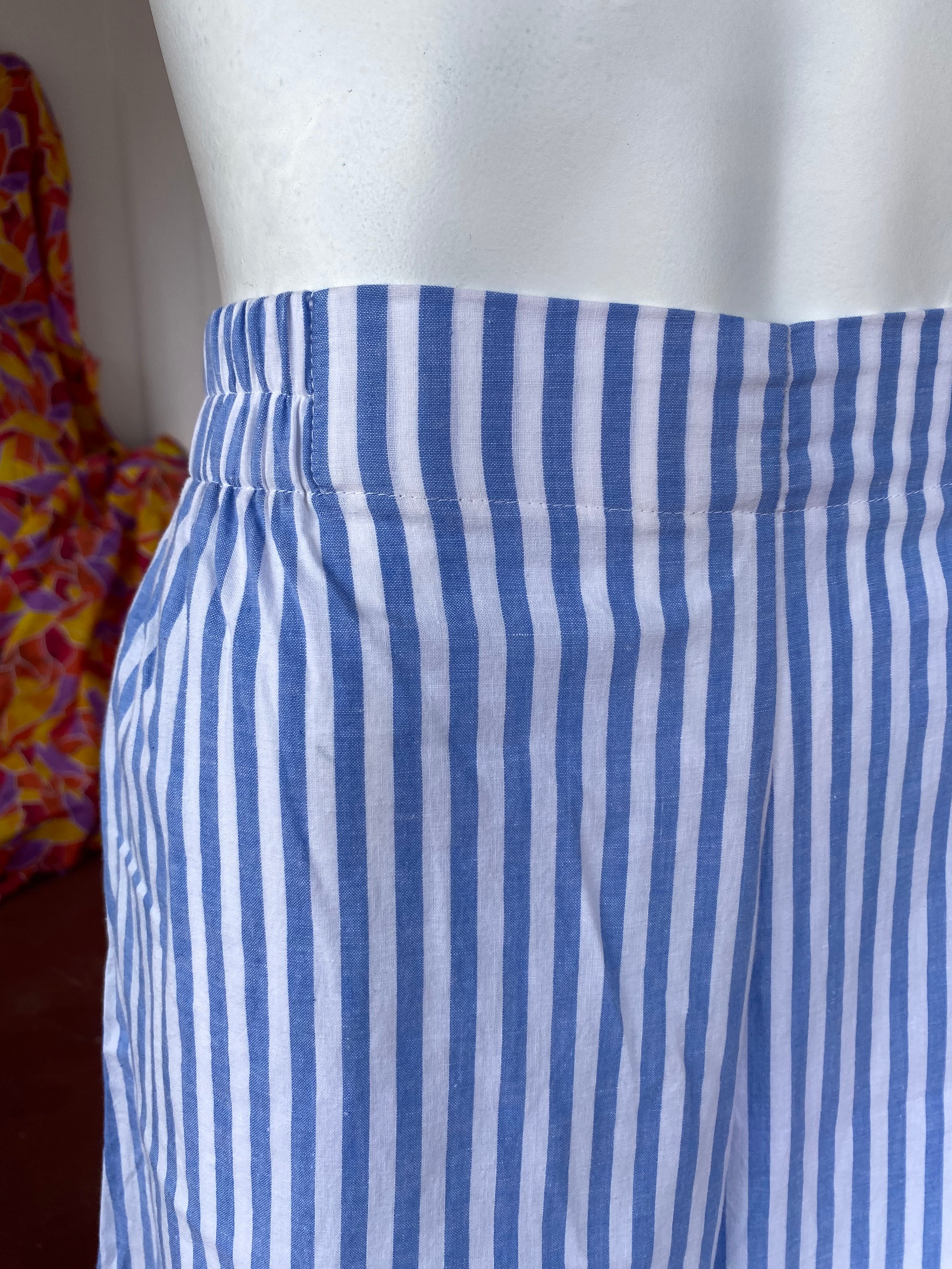 Pants • Taille L • Pantalon upcyclé rayures bleu ciel et blanches