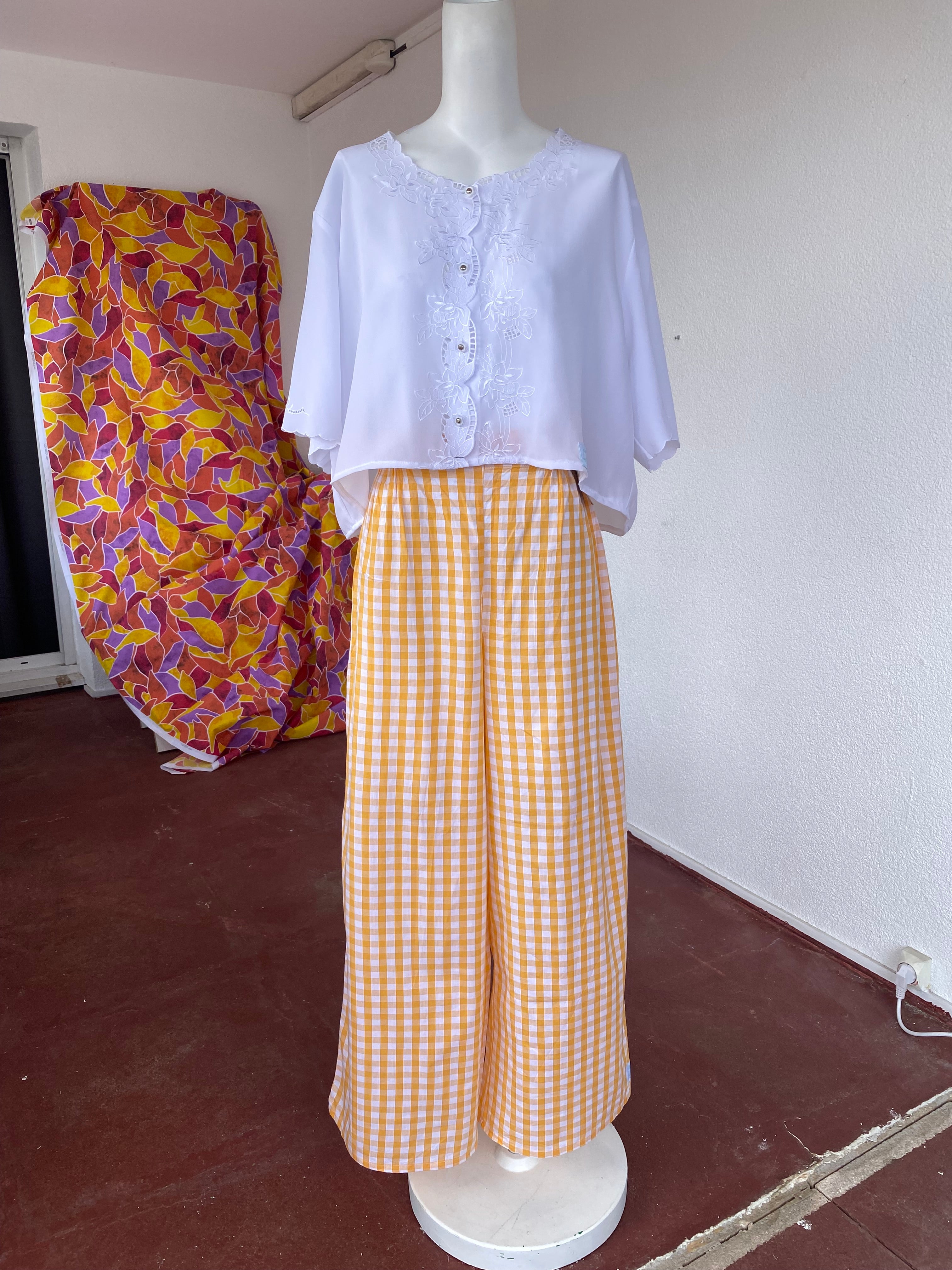 .Pants • Taille XS/S, M et L  • Pantalon vichy orange/abricot