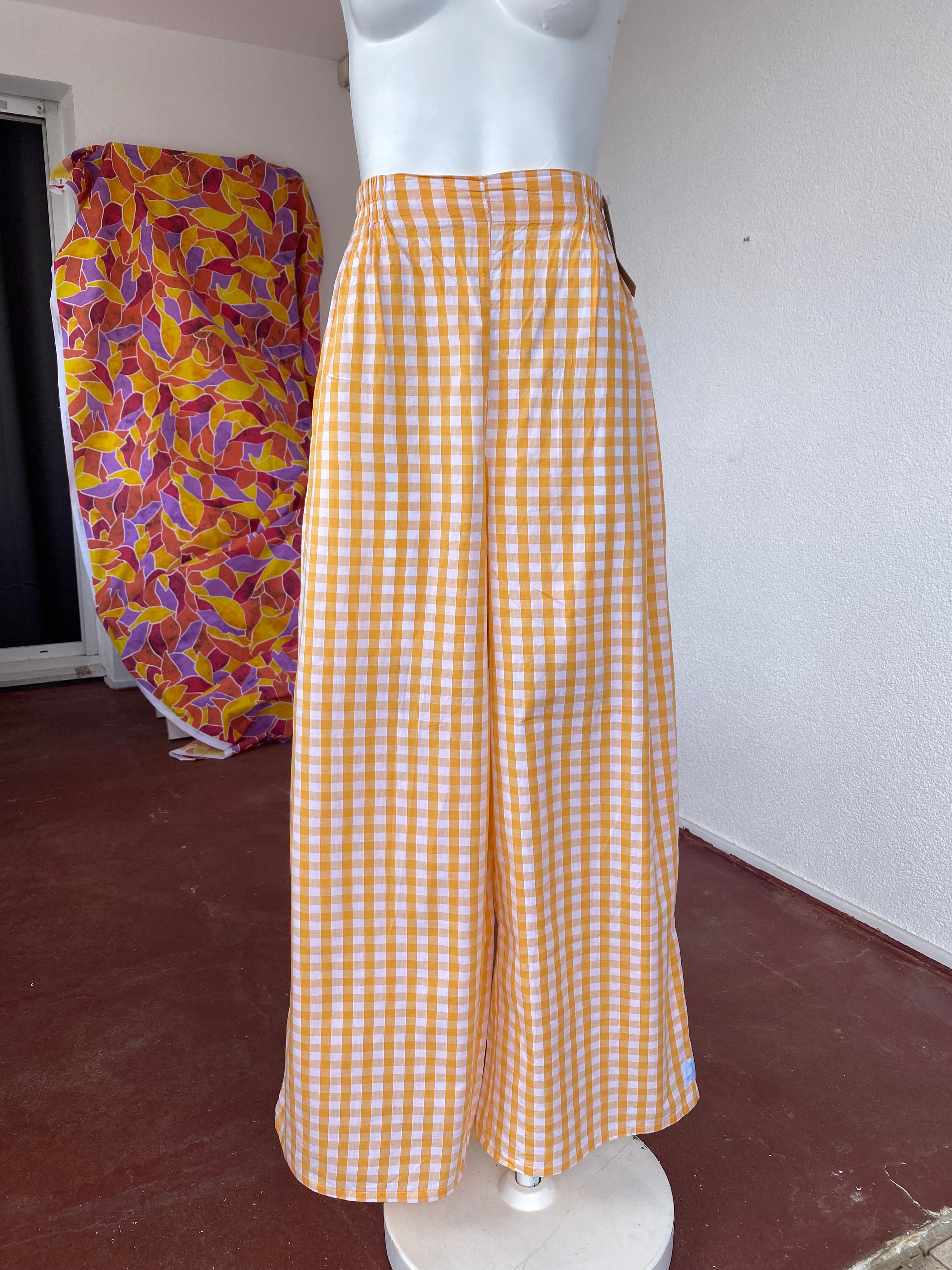 .Pants • Taille XS/S, M et L  • Pantalon vichy orange/abricot