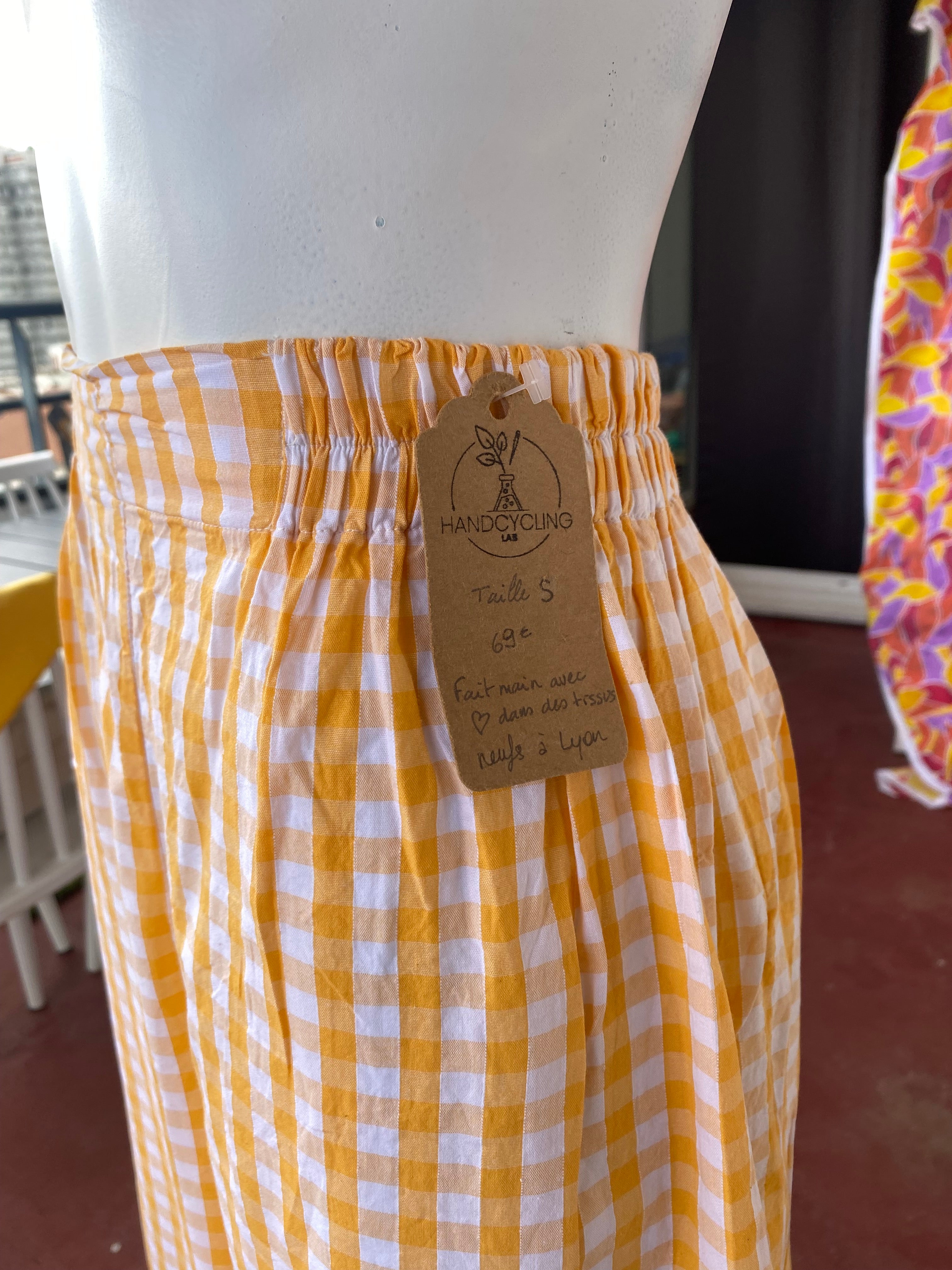.Pants • Taille XS/S, M et L  • Pantalon vichy orange/abricot
