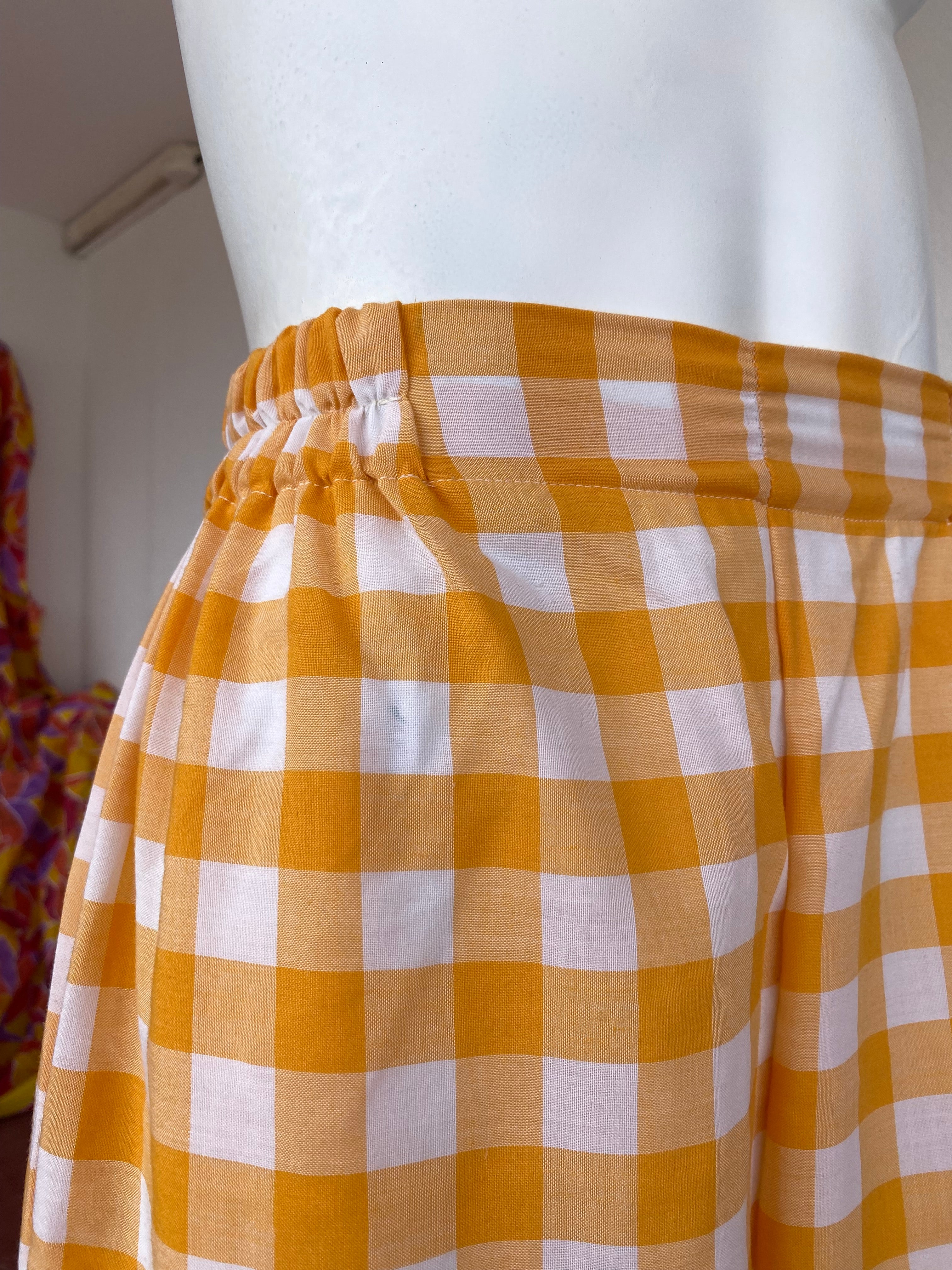 Pants • T. XS/S  • Pantalon upcyclé  gros vichy orange et blanc