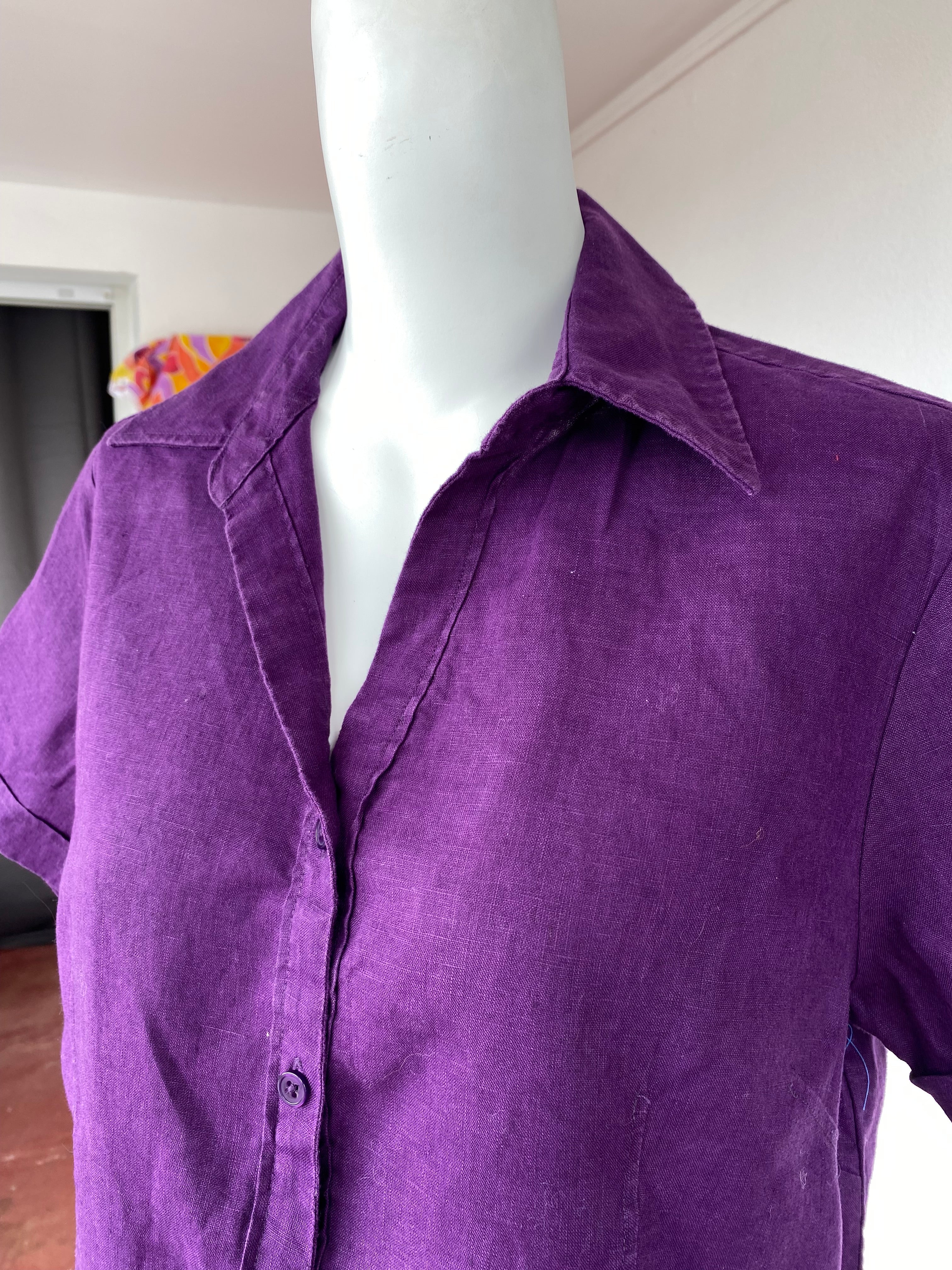 Froufrou • T. 34 à 38 • Chemise crop top en lin violette
