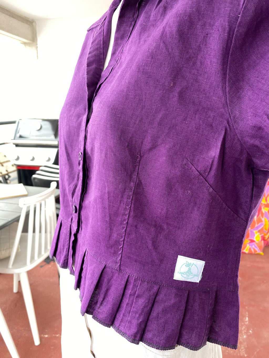 Froufrou • T. 34 à 38 • Chemise crop top en lin violette