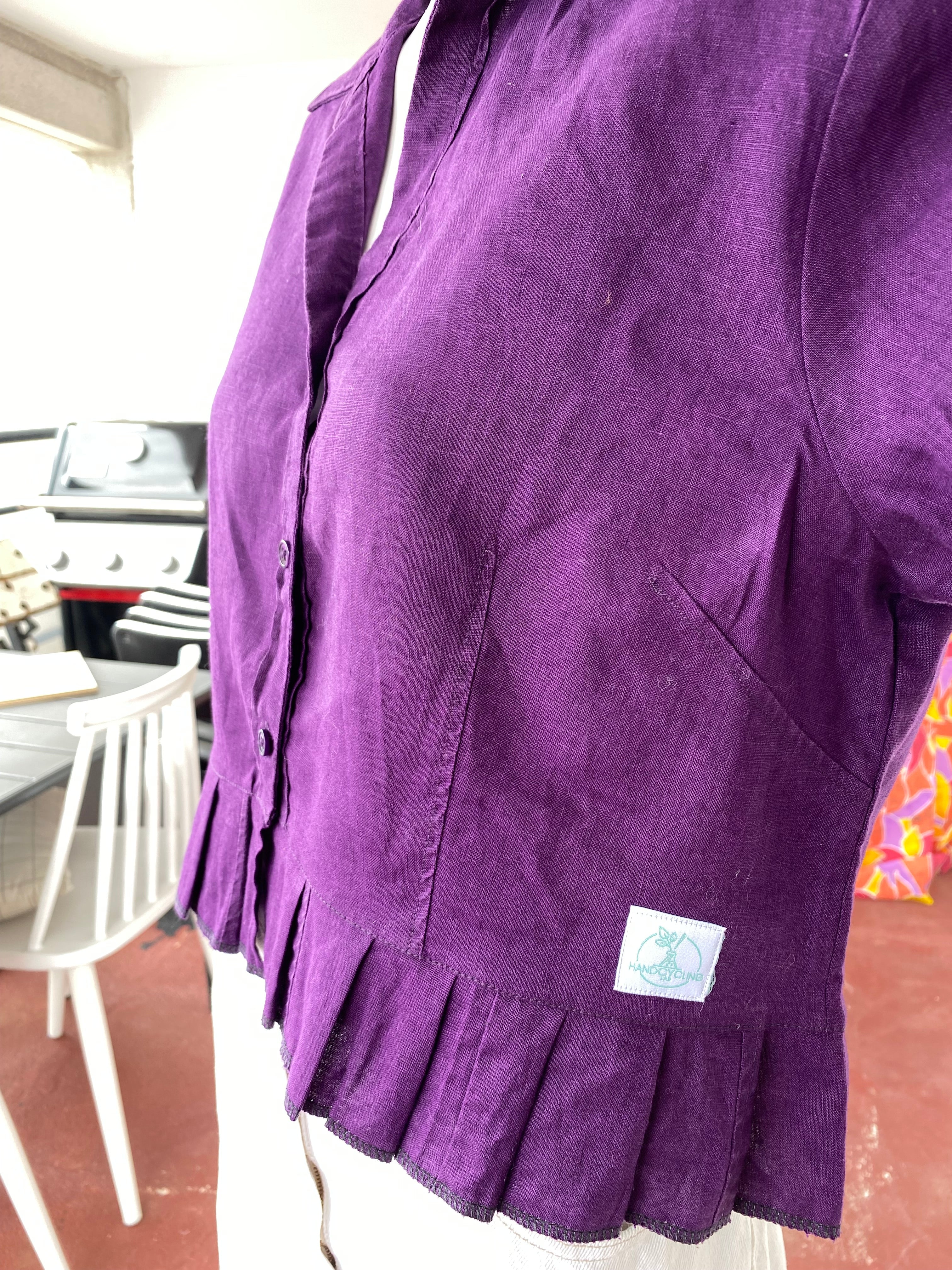Froufrou • T. 34 à 38 • Chemise crop top en lin violette