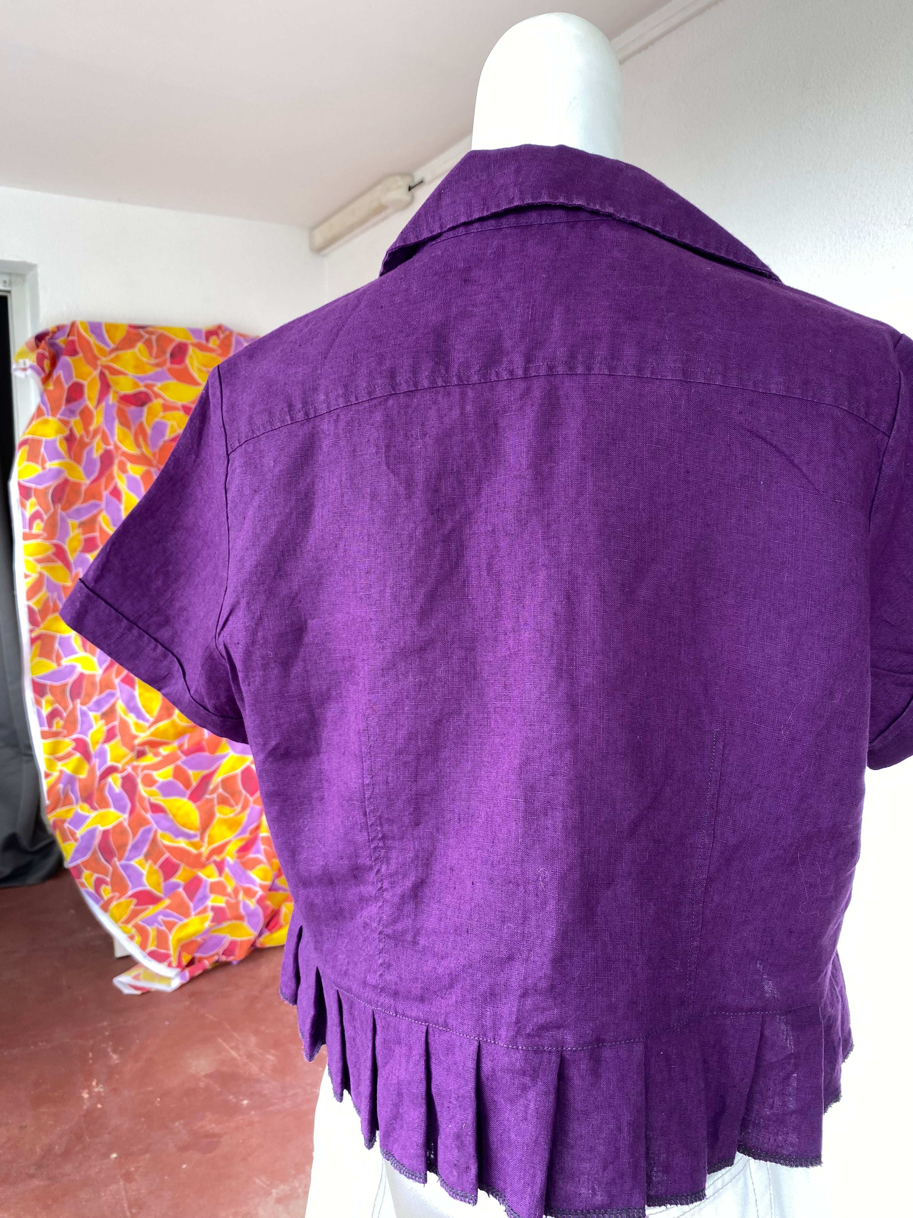 Froufrou • T. 34 à 38 • Chemise crop top en lin violette
