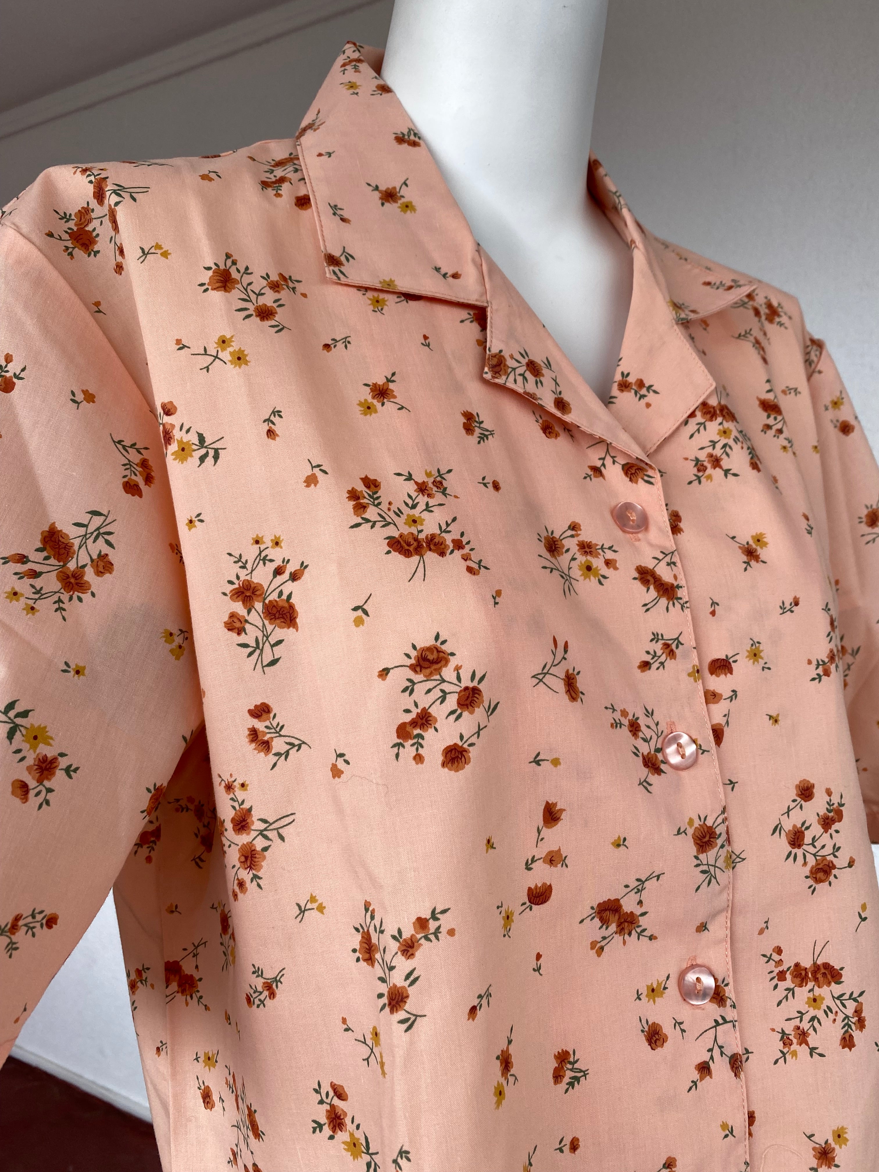 Cropped • T. 34 à 38 • Chemise crop top saumon liberty