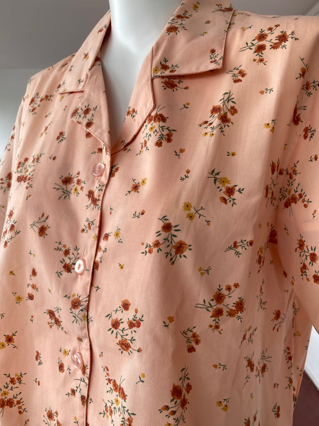 Cropped • T. 34 à 38 • Chemise crop top saumon liberty