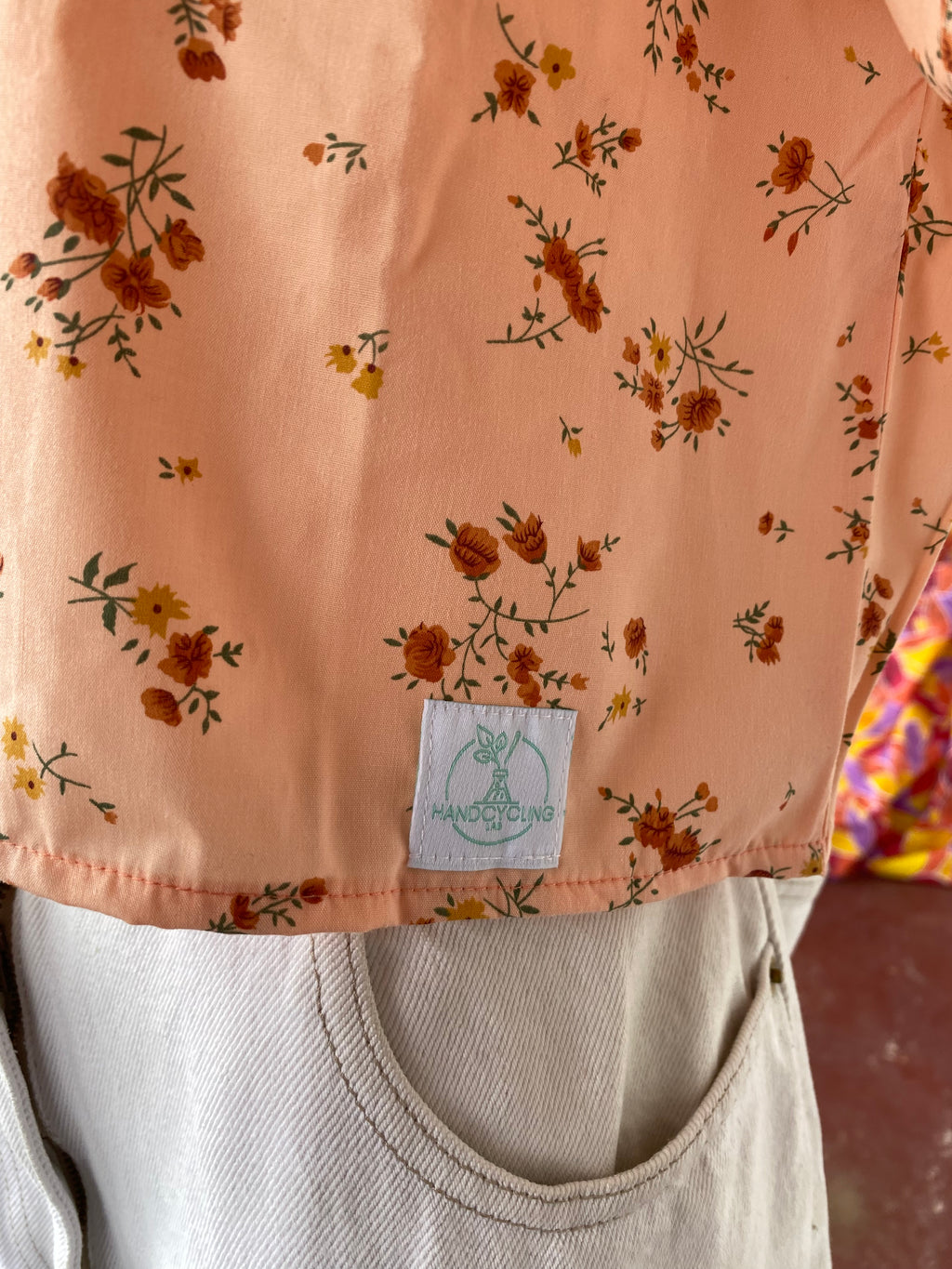 Cropped • T. 34 à 38 • Chemise crop top saumon liberty