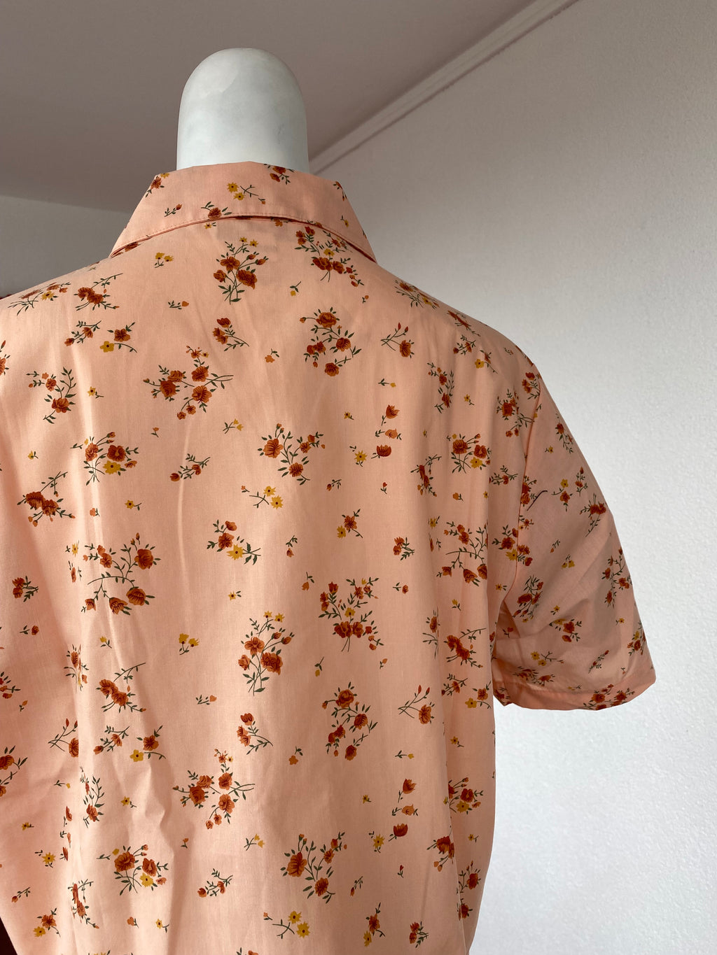 Cropped • T. 34 à 38 • Chemise crop top saumon liberty