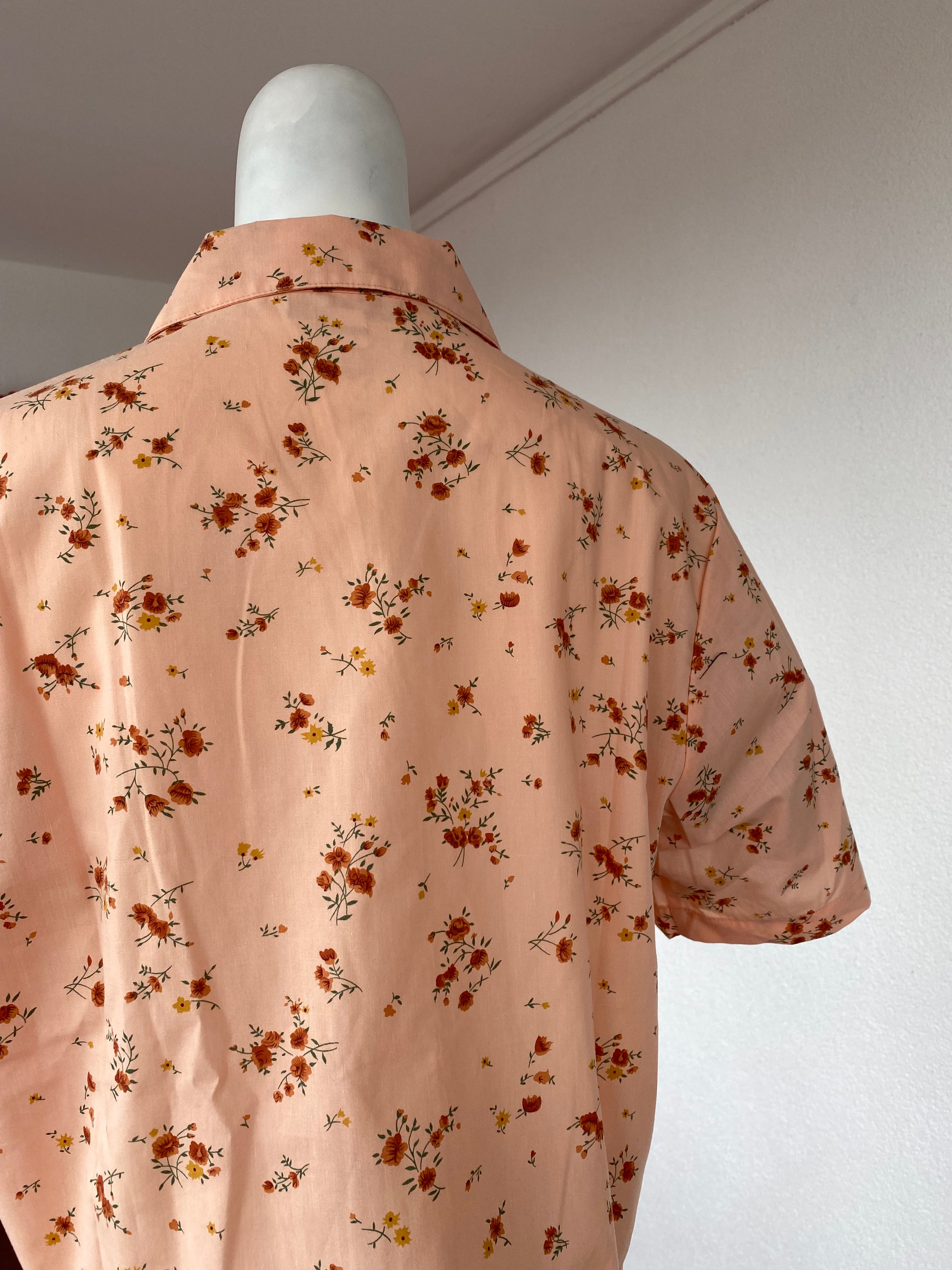 Cropped • T. 34 à 38 • Chemise crop top saumon liberty