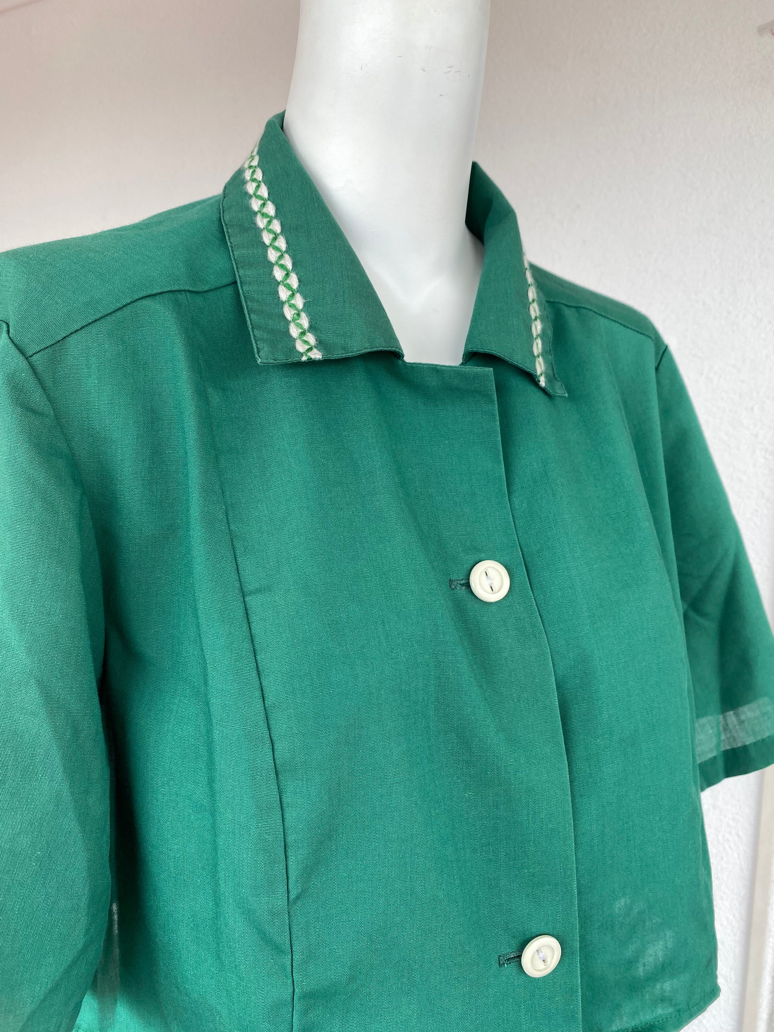 Cropped • T. 36 à 40 • Chemise crop top vert émeraude
