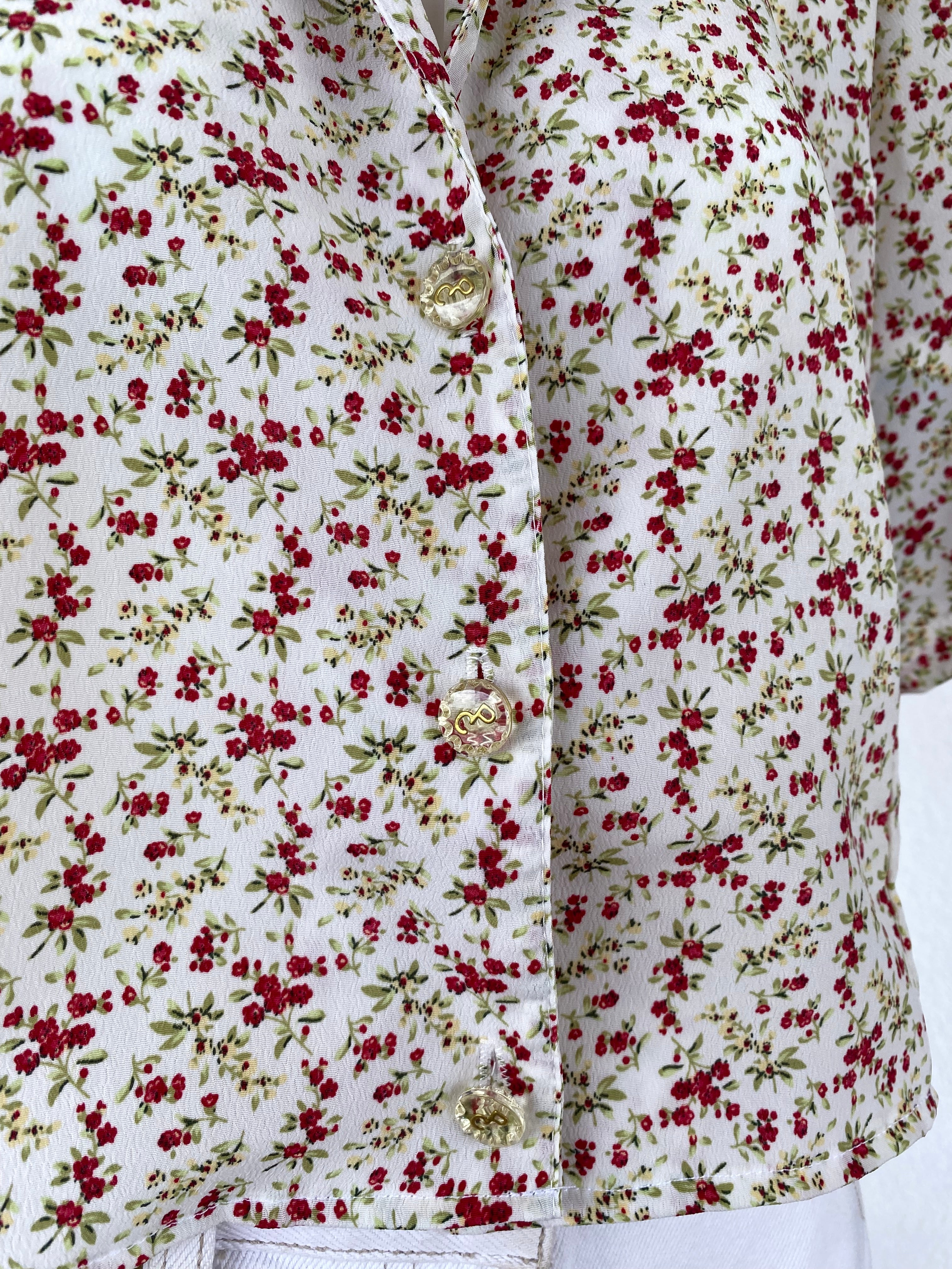 Cropped • T. 36 à 44 • Chemise crop top liberty rouge vert jaune