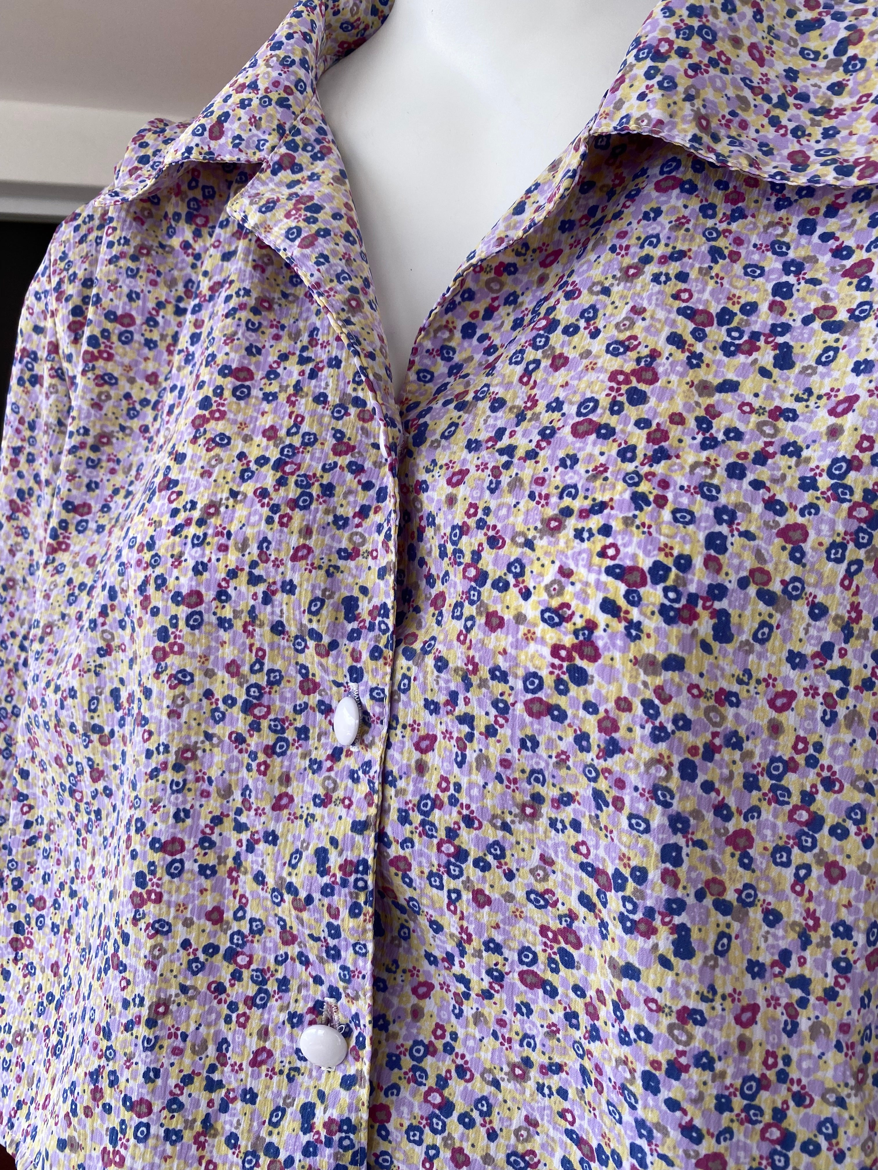 Cropped • T. 38 à 46 • Chemise crop top liberty tons lila