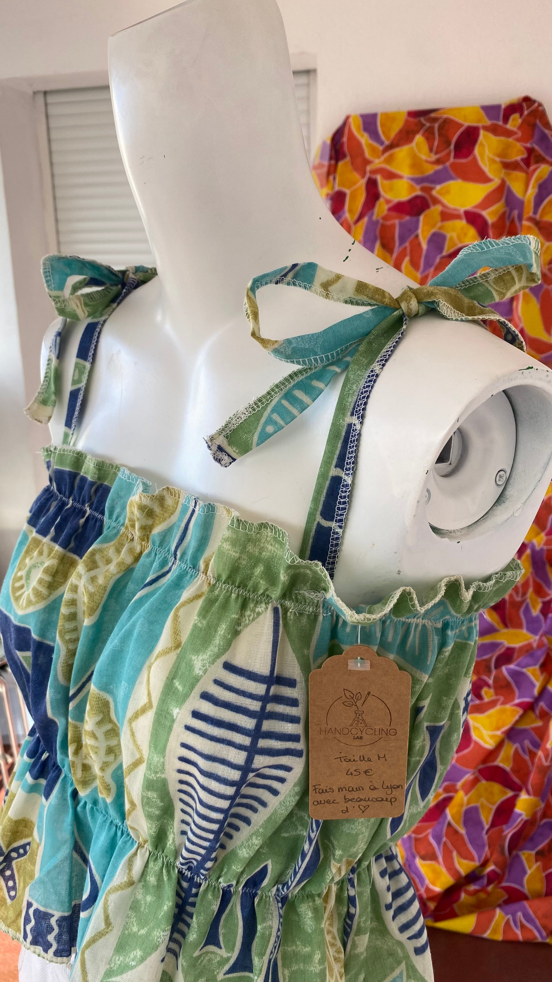 P'tis Ôh • Taille M  • Haut bandeau tons bleu motifs poissons
