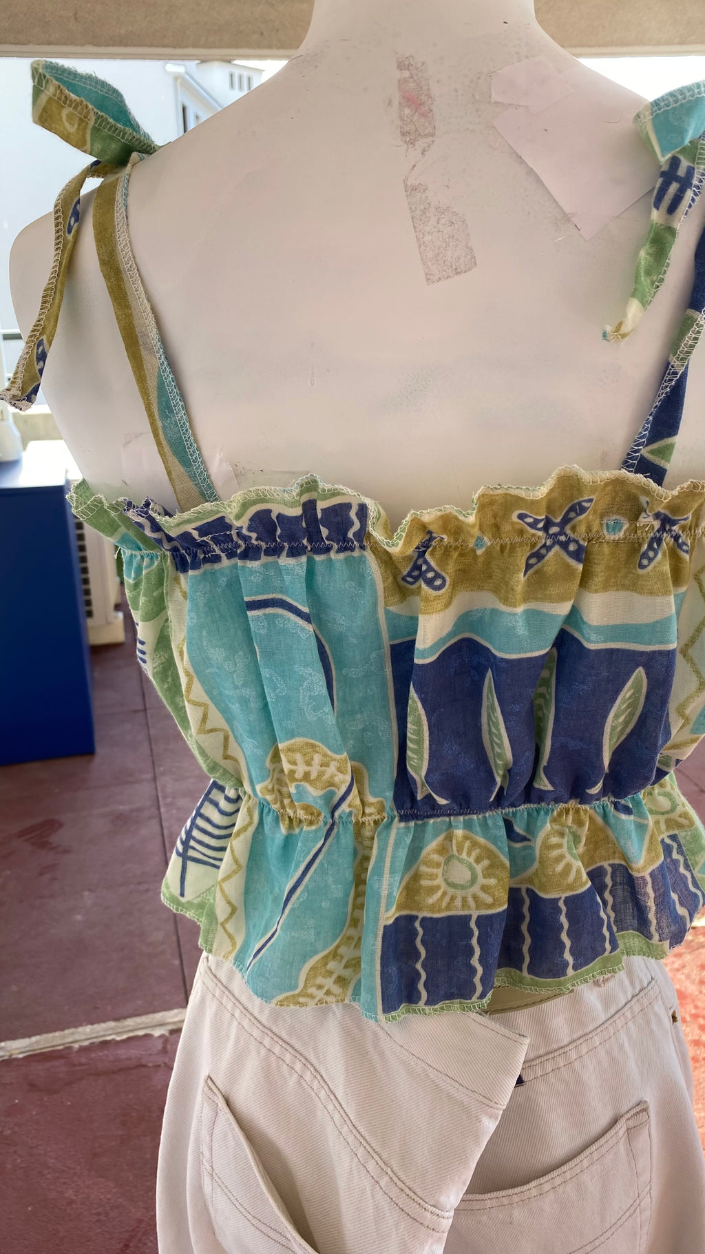 P'tis Ôh • Taille M  • Haut bandeau tons bleu motifs poissons